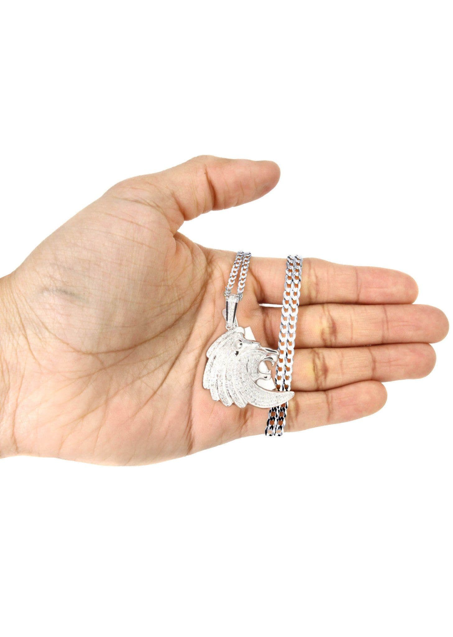10K White Gold Lion Head Diamond Necklace  | 0.79 Carats - Image 5