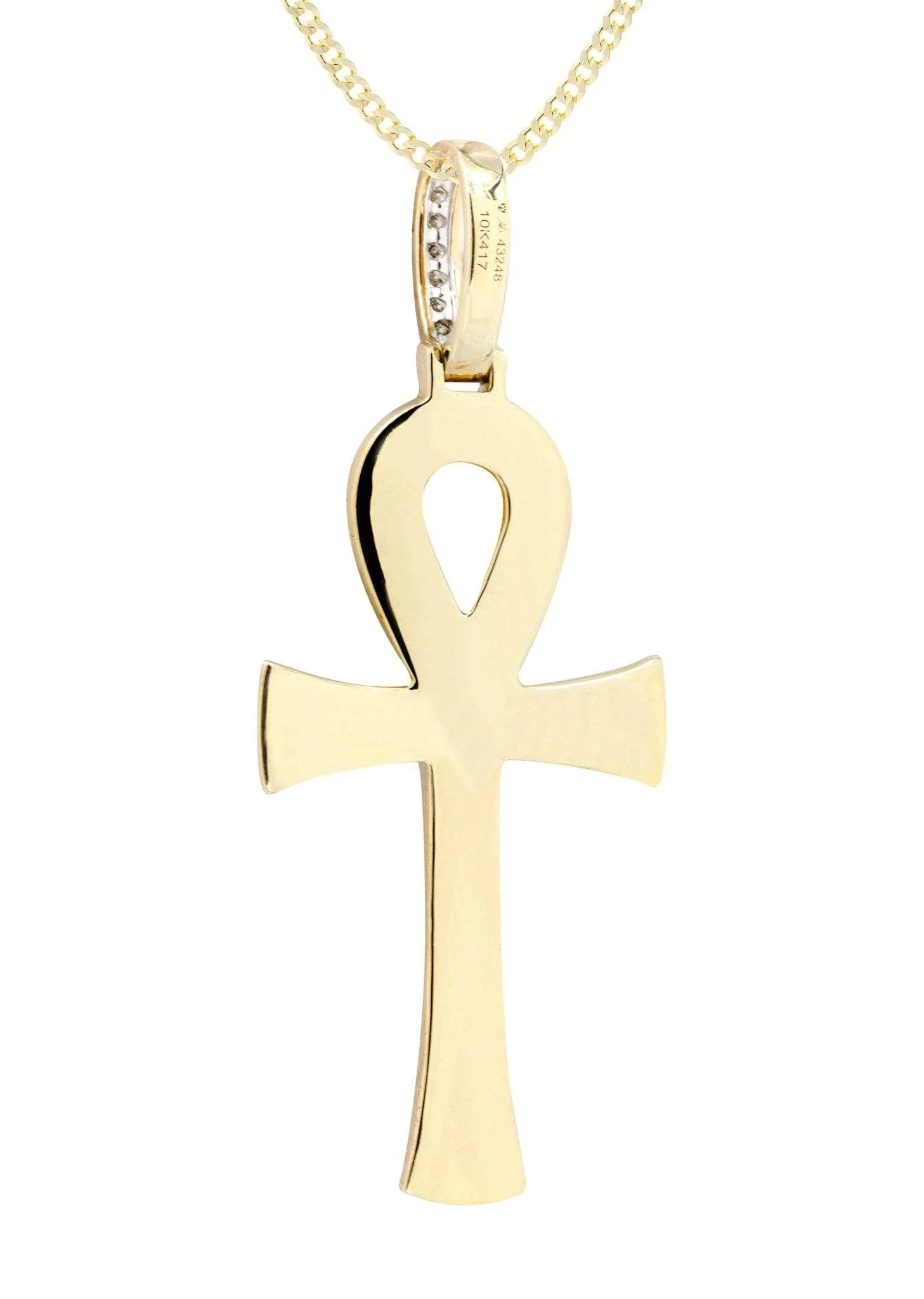 10K Yellow Gold Ankh Diamond Necklace | 1.13 Carats - Image 3