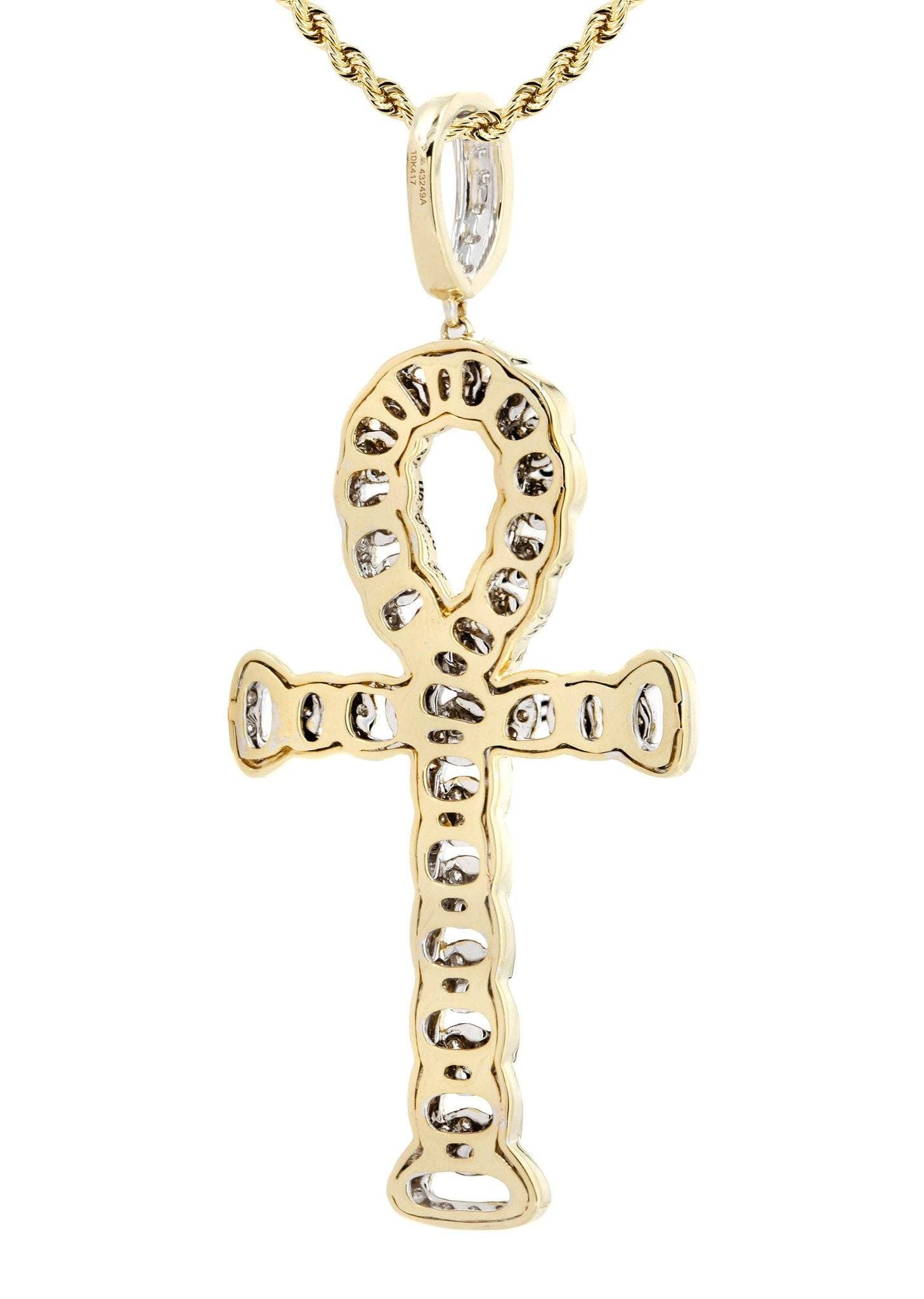 10K Yellow Gold Ankh Diamond Necklace  | 0.79 Carats - Image 3