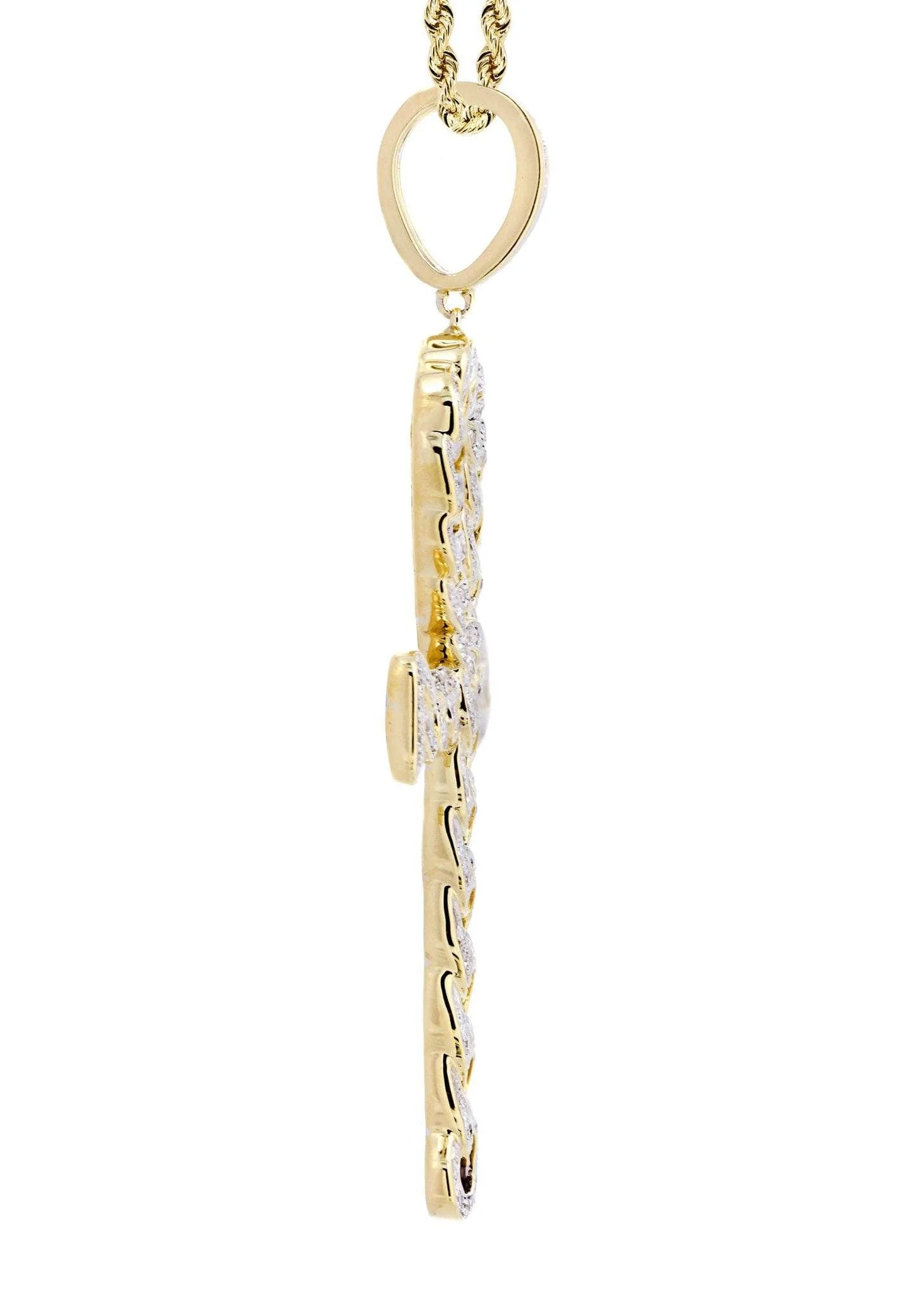 10K Yellow Gold Ankh Diamond Necklace  | 0.79 Carats - Image 4