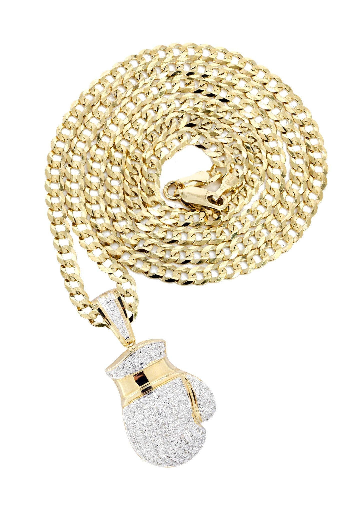 10K Yellow Gold Boxing Glove Diamond Necklace | 1.42 Carats