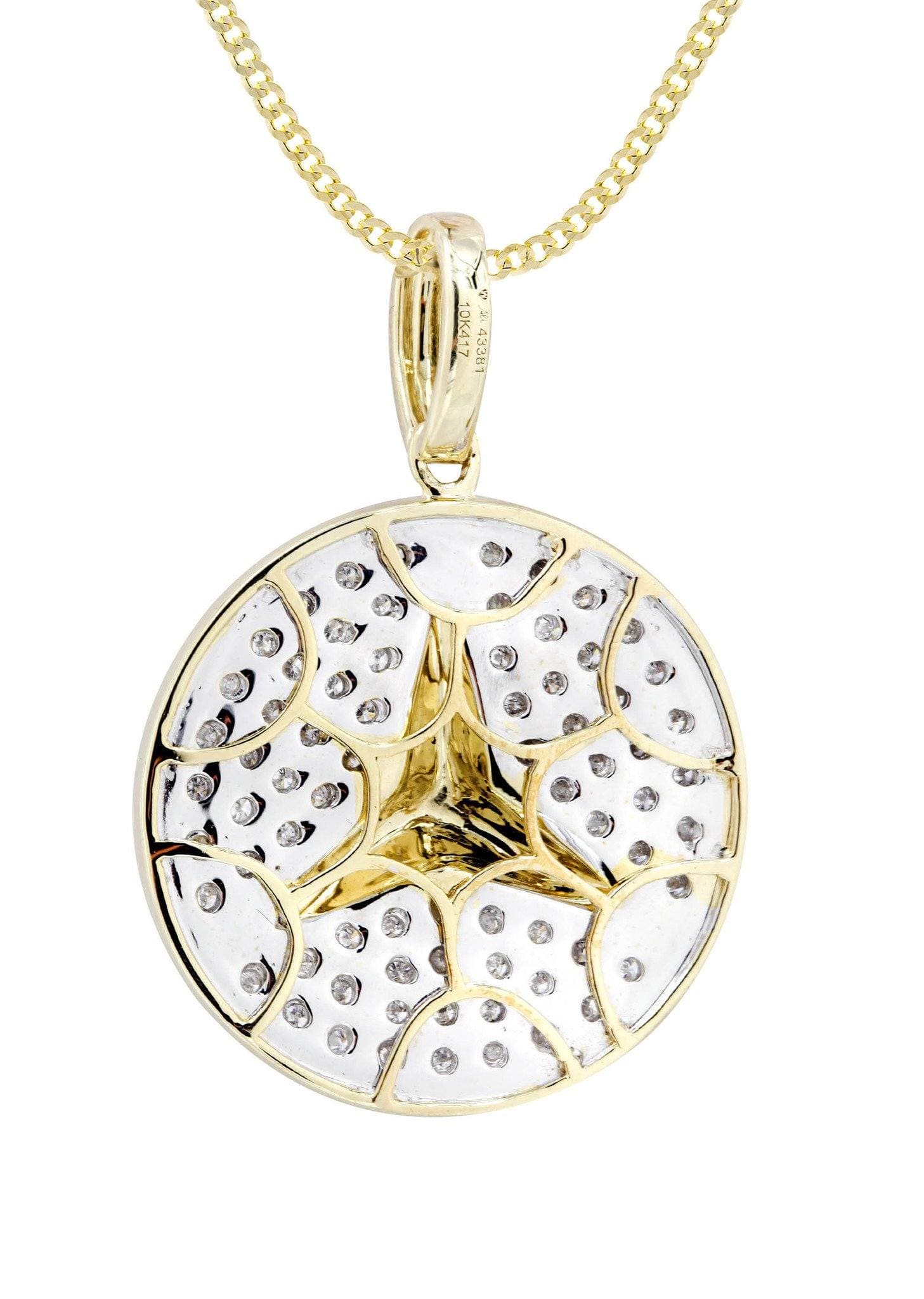 10K Yellow Gold Circle Diamond Necklace  | 0.44 Carats - Image 3