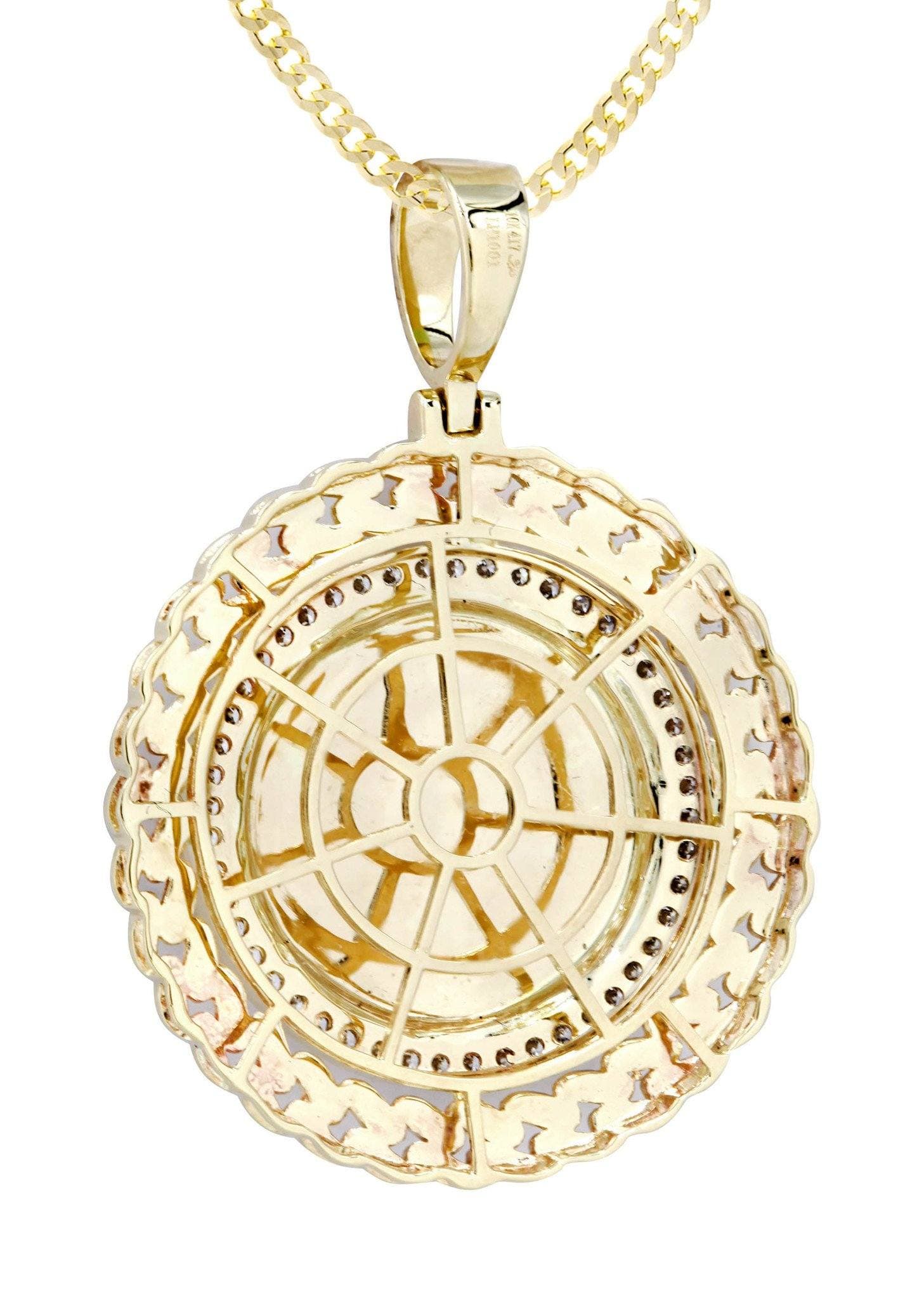 10K Yellow Gold Crown Diamond Necklace  | 0.4 Carats - Image 3