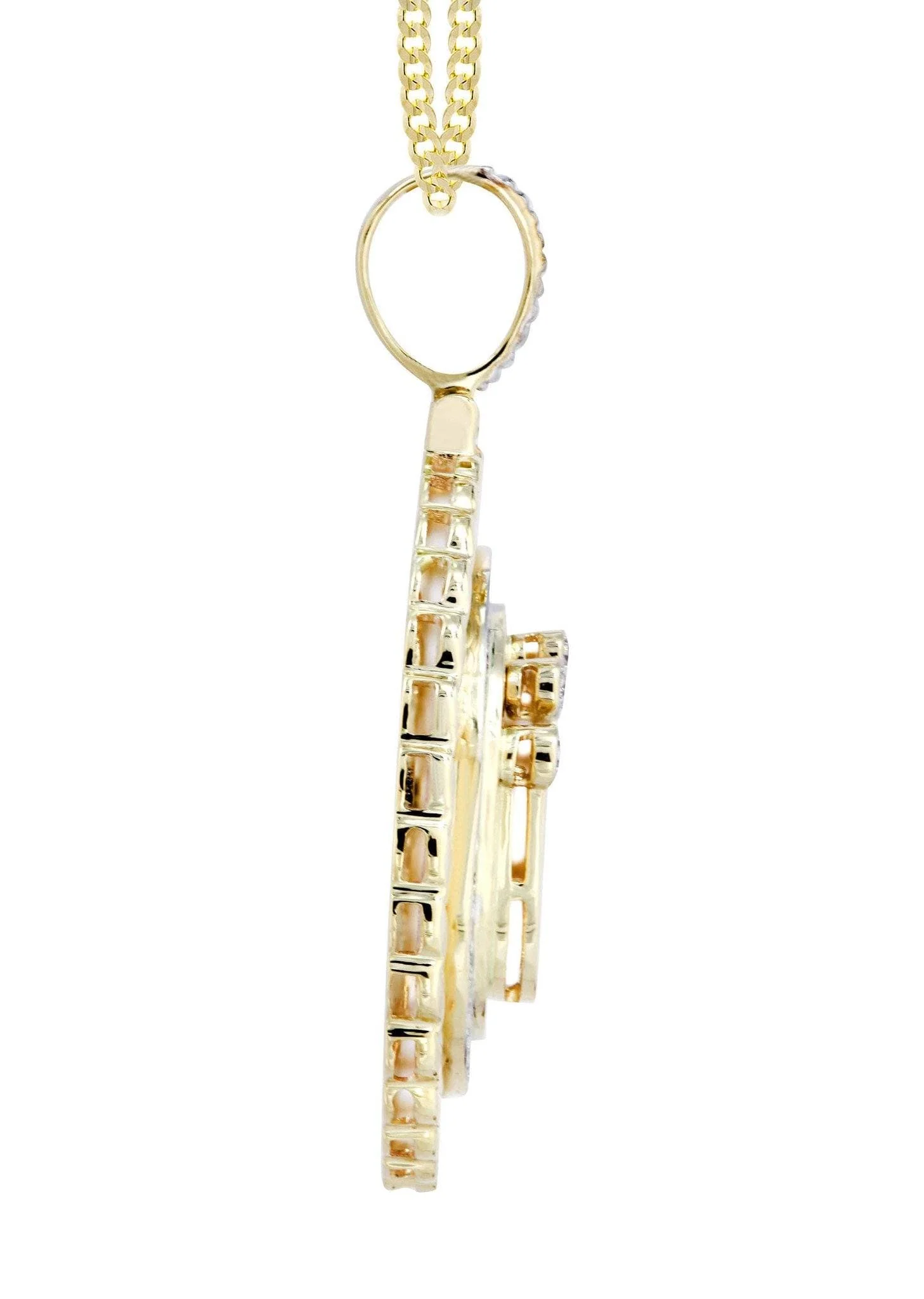 10K Yellow Gold Crown Diamond Necklace  | 0.4 Carats - Image 4