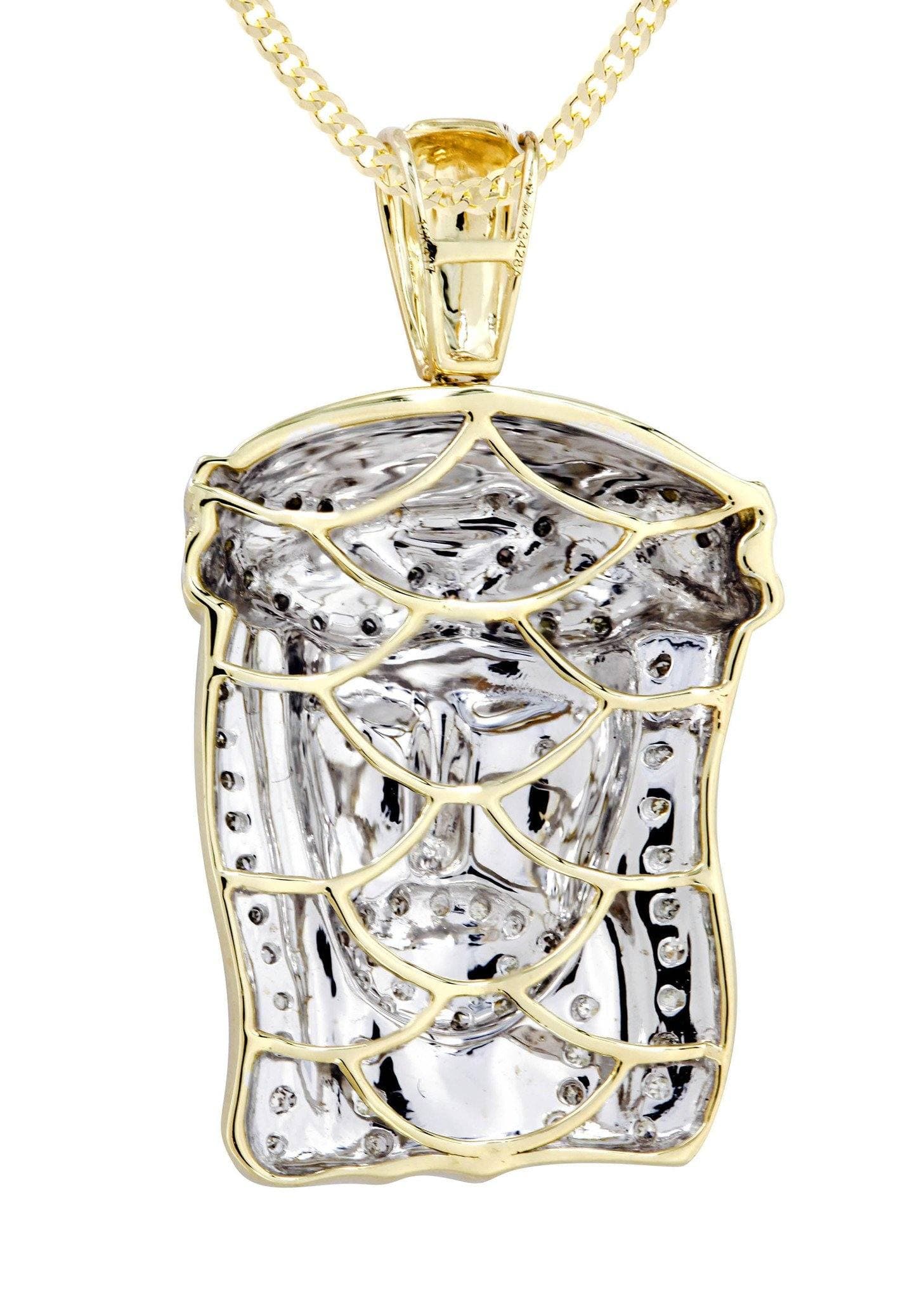 10K Yellow Gold Jesus Head Diamond Necklace | 0.33 Carats - Image 3