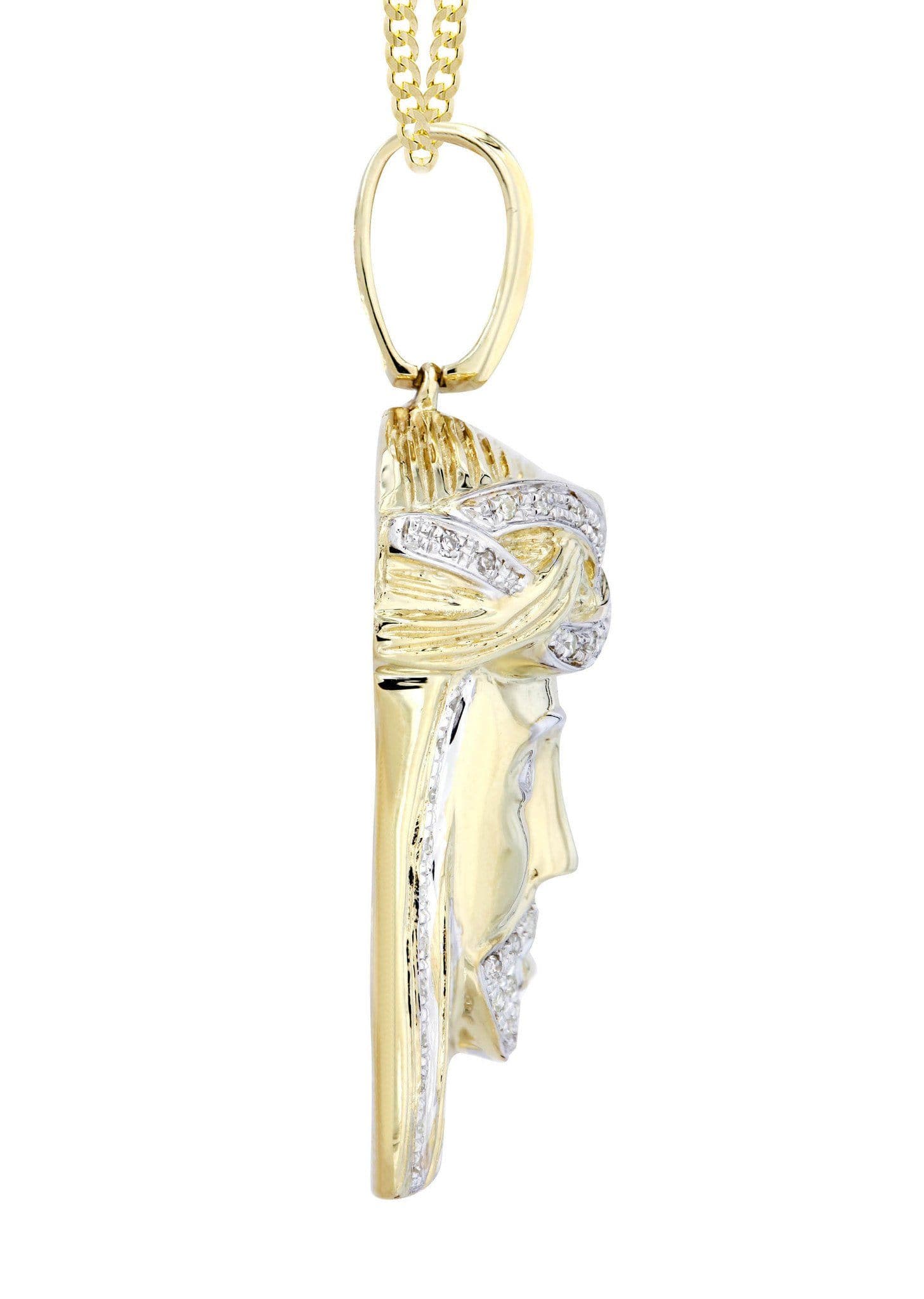 10K Yellow Gold Jesus Head Diamond Necklace | 0.33 Carats - Image 4