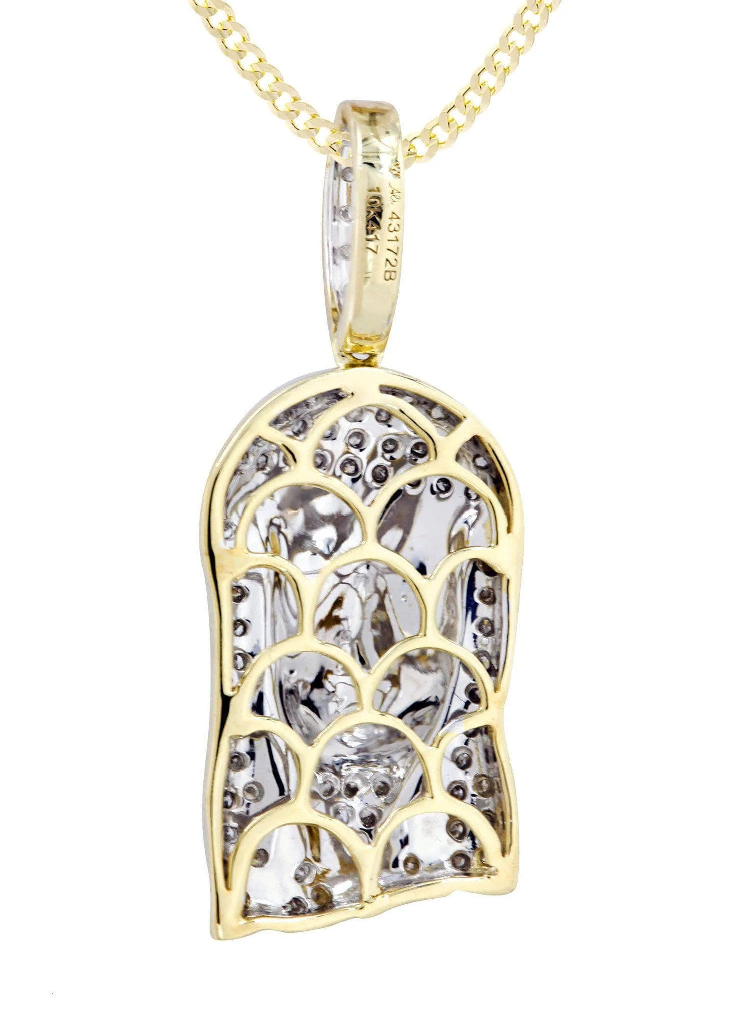 10K Yellow Gold Jesus Head Diamond Necklace | 0.56 Carats - Image 3