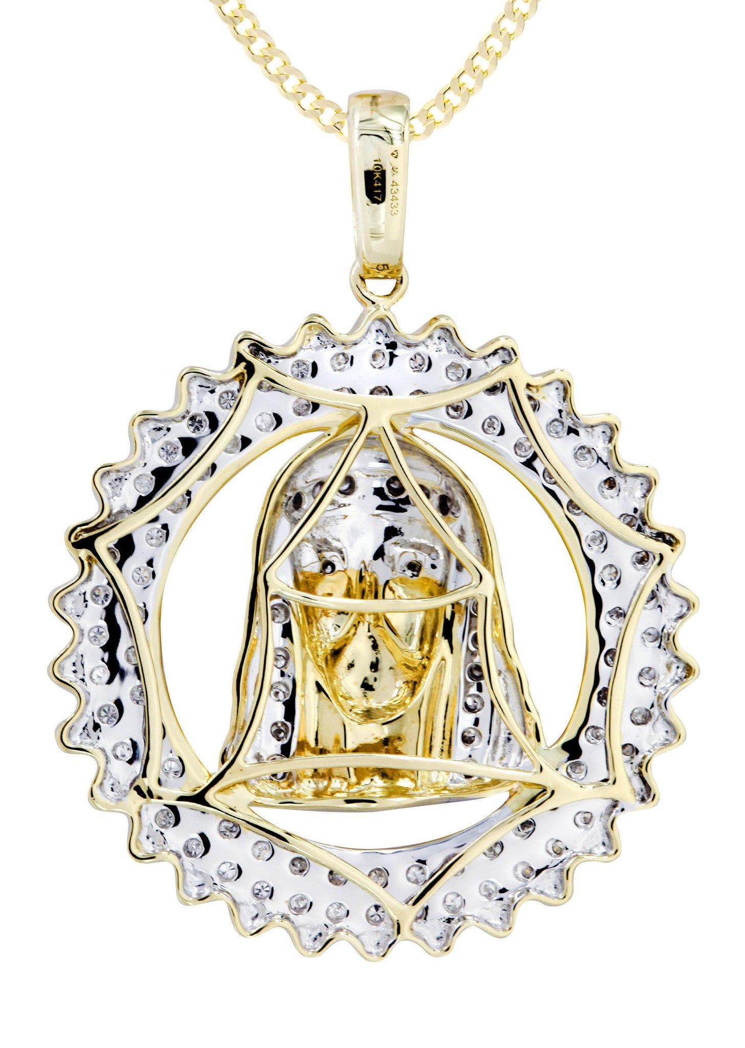 10K Yellow Gold Jesus Head Diamond Necklace | 0.6 Carats - Image 3