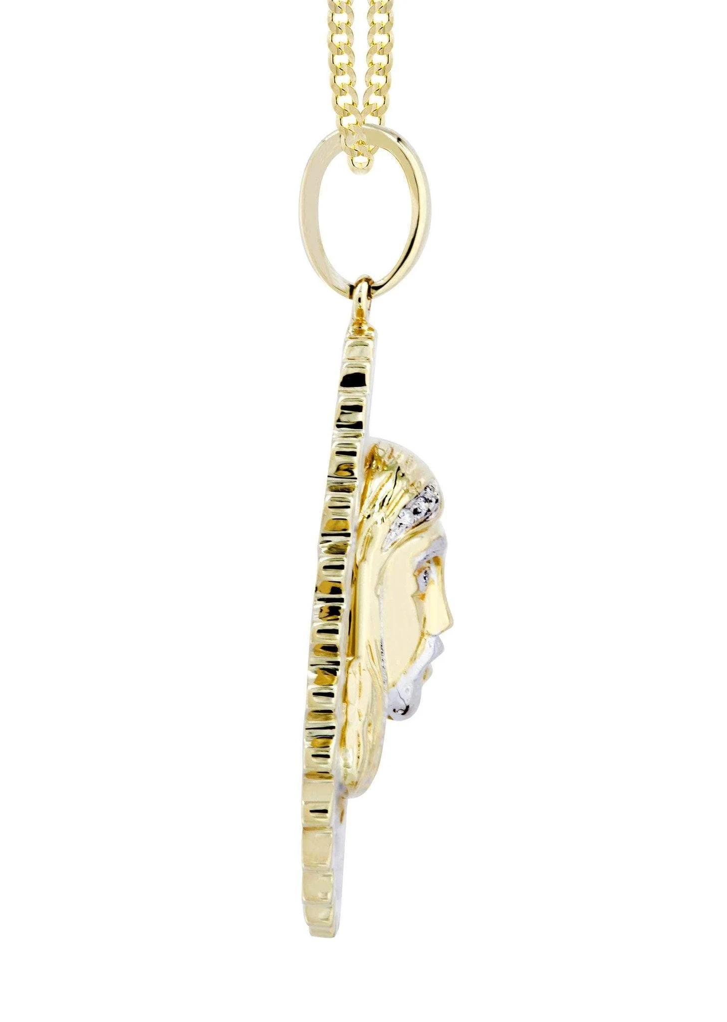 10K Yellow Gold Jesus Head Diamond Necklace | 0.6 Carats - Image 4