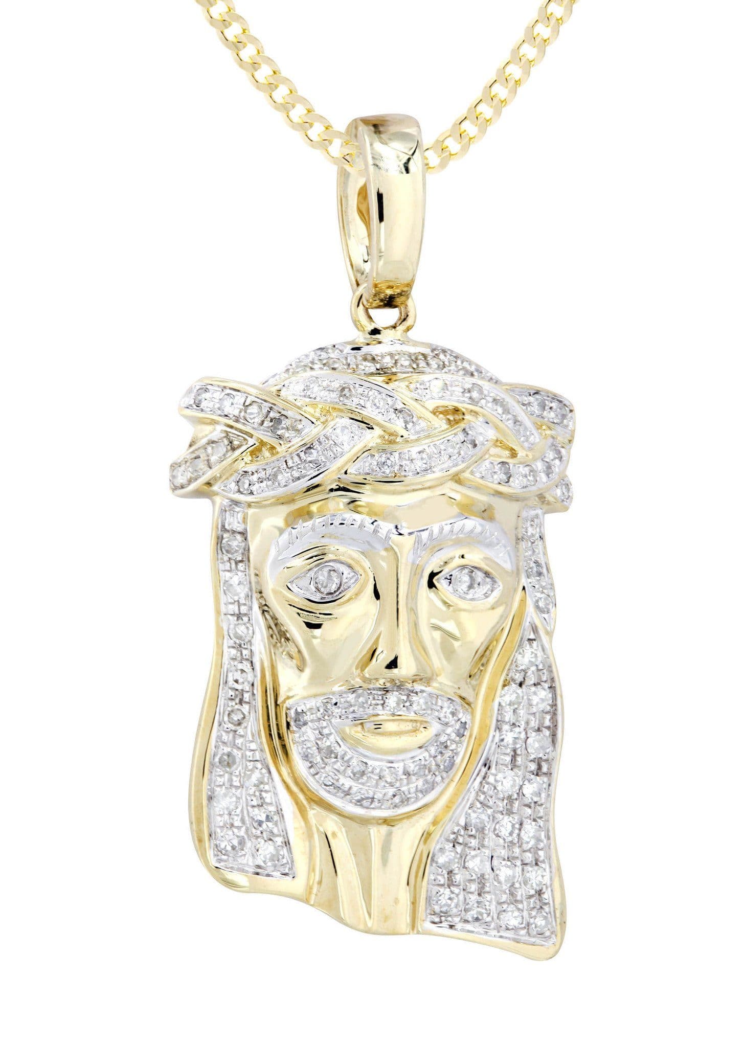 10K Yellow Gold Jesus Head Diamond Necklace | 0.66 Carats - Image 2