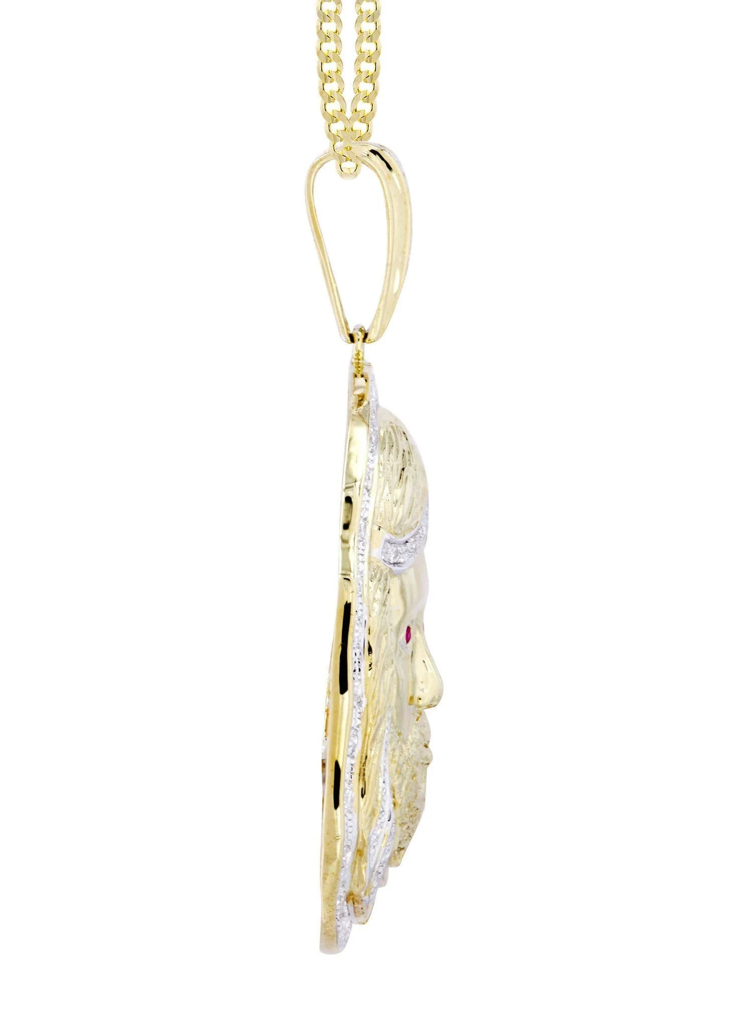 10K Yellow Gold Jesus Head Diamond Necklace | 1.1 Carats - Image 4