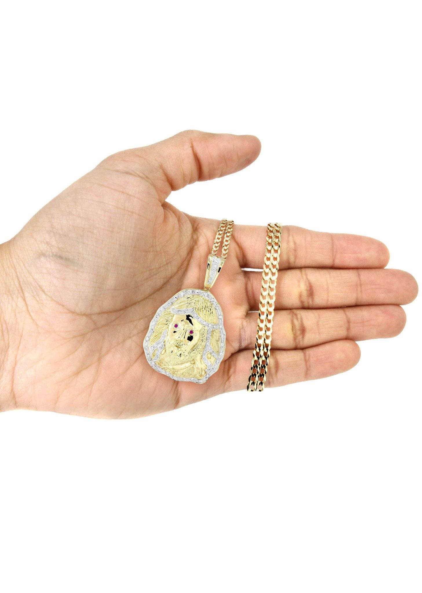 10K Yellow Gold Jesus Head Diamond Necklace | 1.1 Carats - Image 5