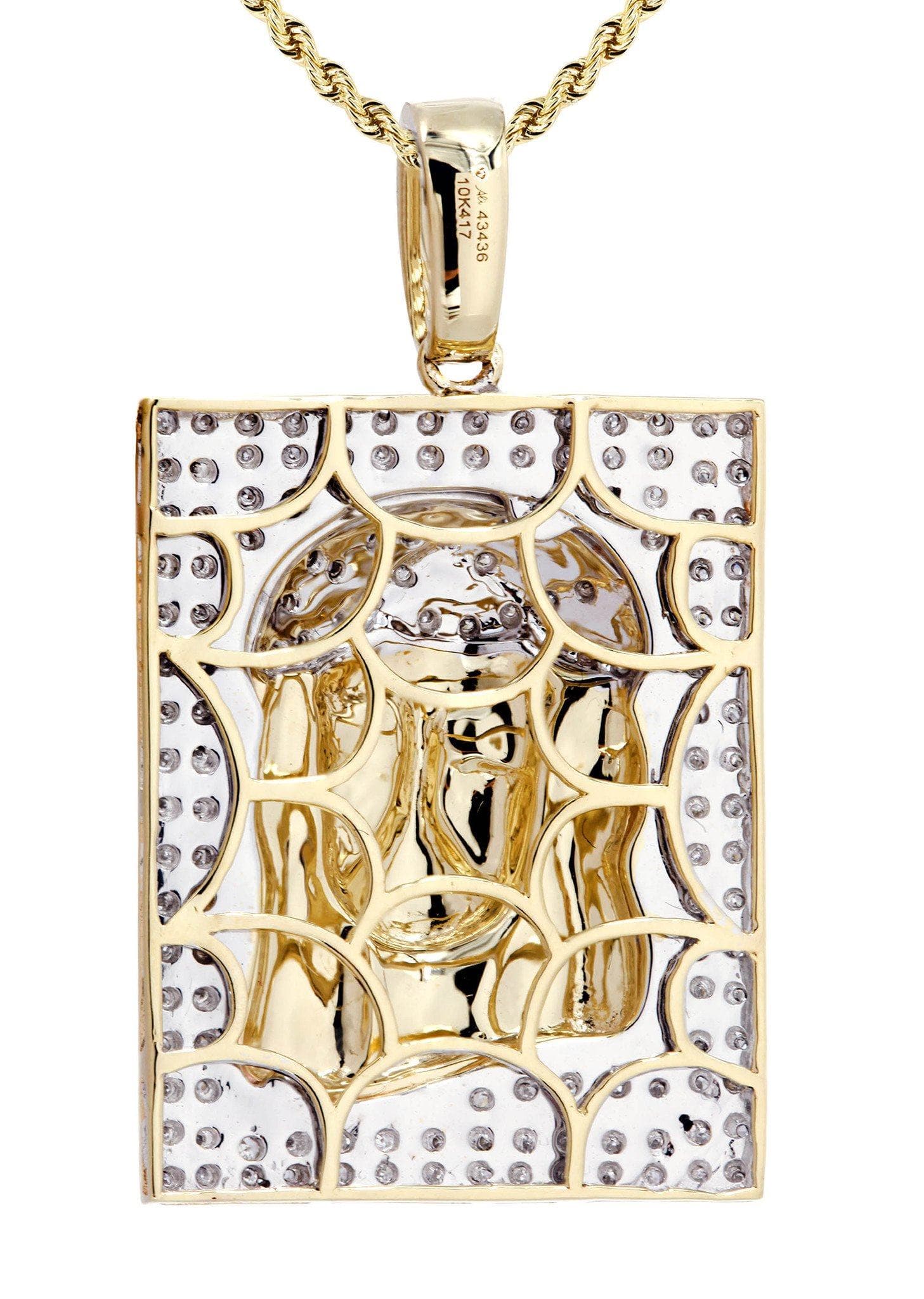 10K Yellow Gold Jesus Head Diamond Necklace | 0.48 Carats - Image 3