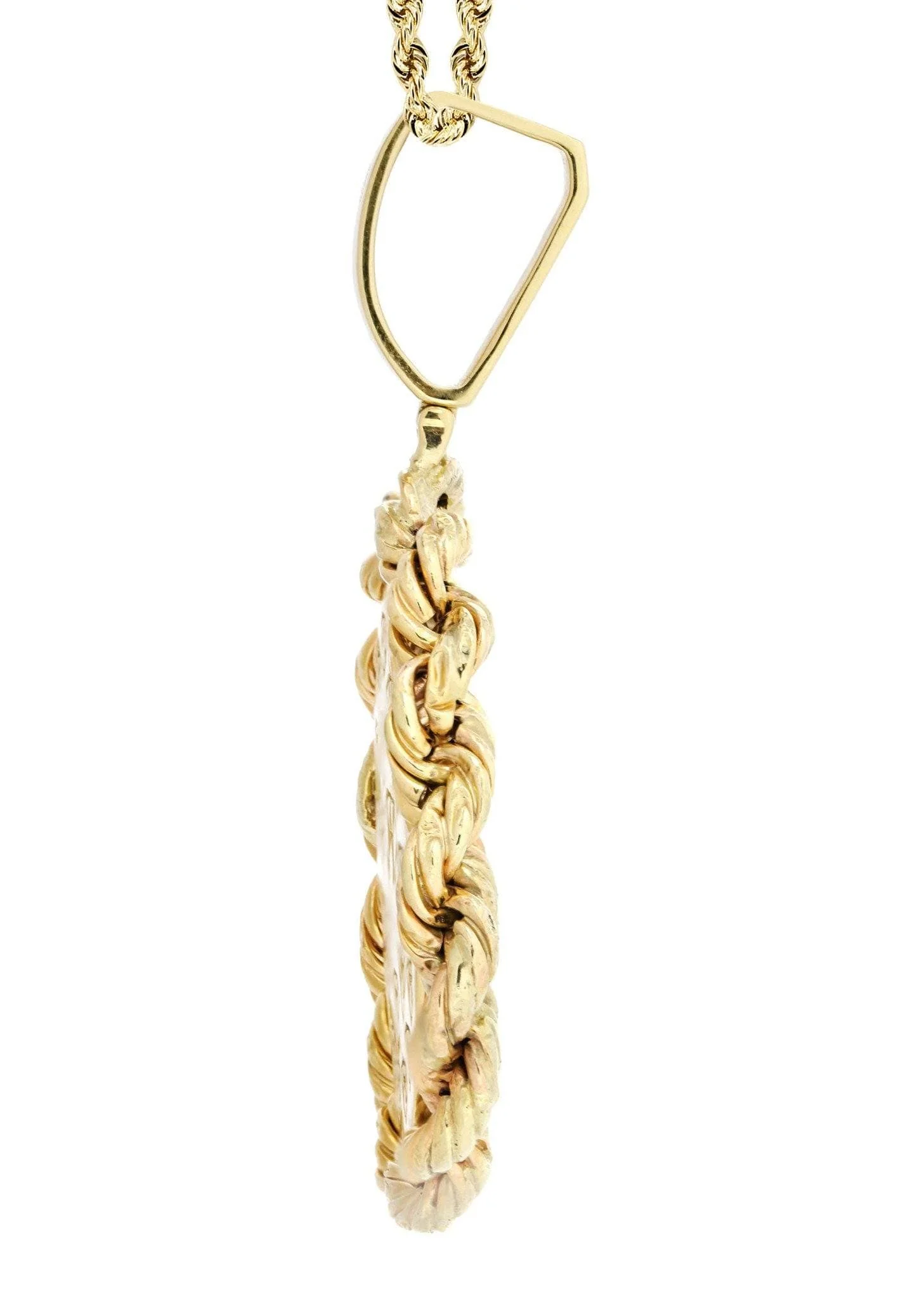 10K Yellow Gold Jesus Head Diamond Necklace | 1.7 Carats - Image 4