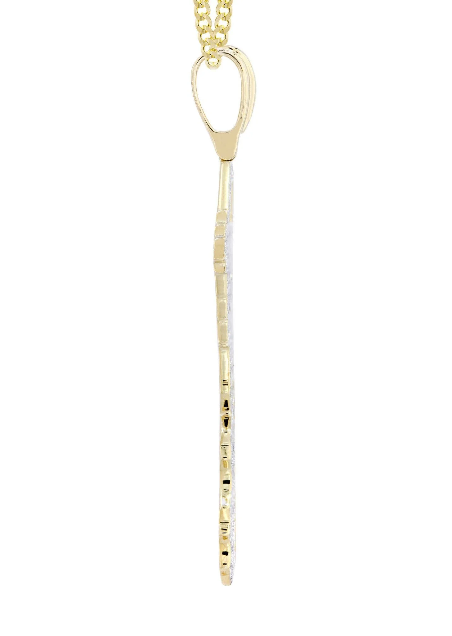 10K Yellow Gold Key Diamond Necklace  | 1.17 Carats - Image 4