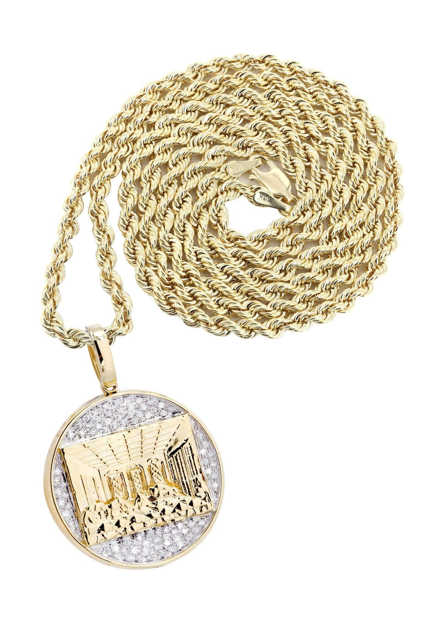 10K Yellow Gold Last Supper Diamond Necklace | 0.32 Carats