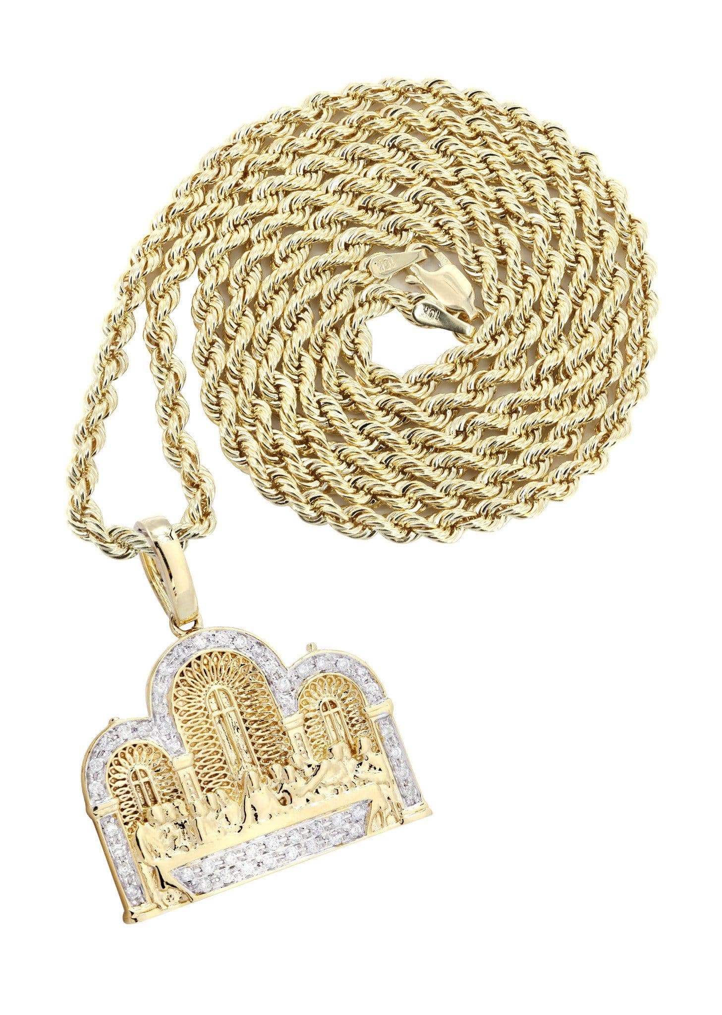 10K Yellow Gold Last Supper Diamond Necklace | 0.36 Carats