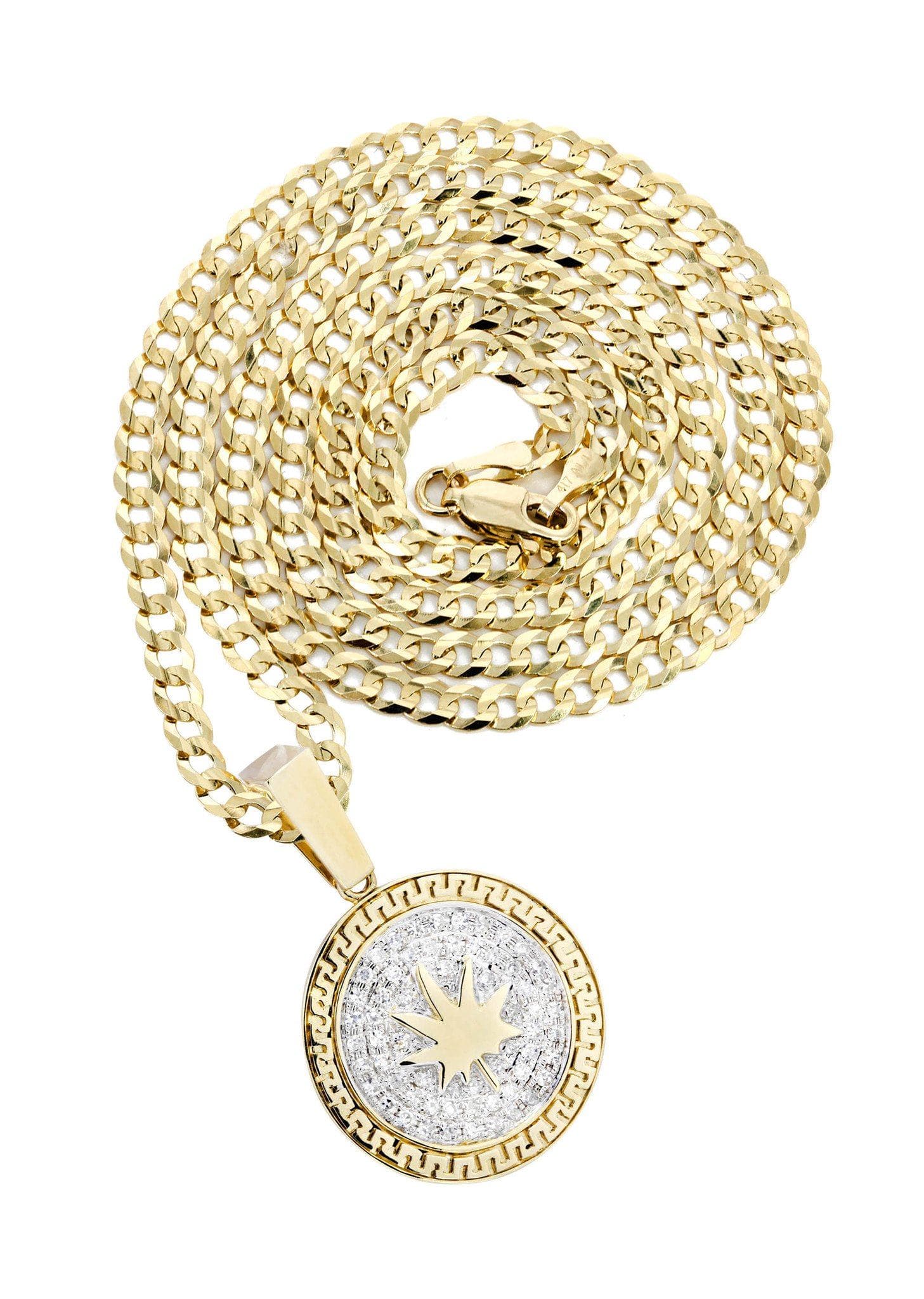 10K Yellow Gold Marijuana Leaf Diamond Necklace  | 0.62 Carats