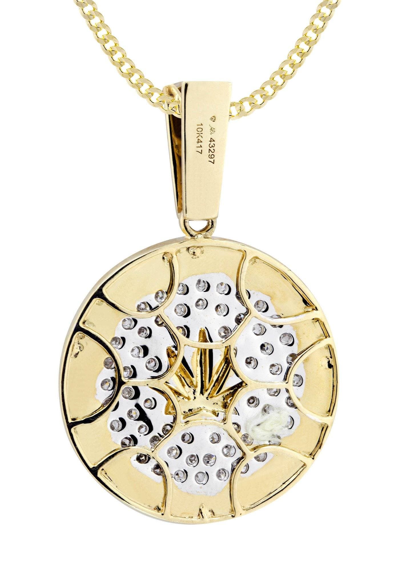 10K Yellow Gold Marijuana Leaf Diamond Necklace  | 0.62 Carats - Image 3