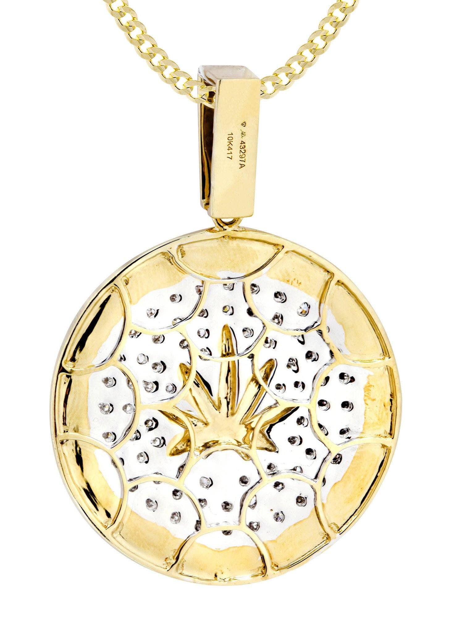 10K Yellow Gold Marijuana Leaf Diamond Necklace  | 0.88 Carats - Image 3