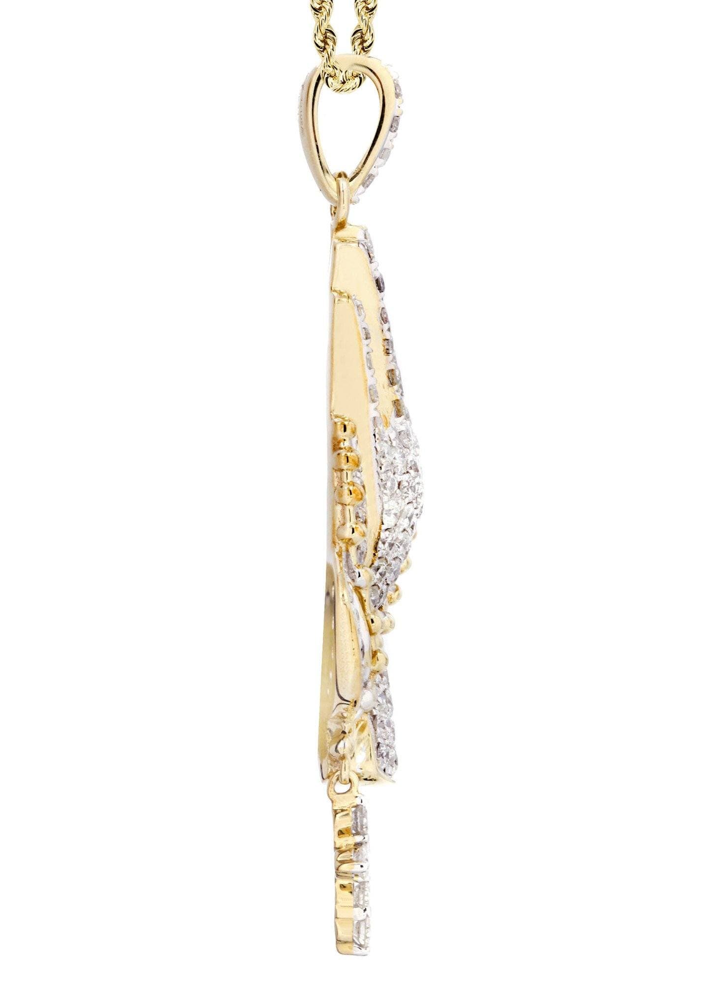 10K Yellow Gold Praying Hands Diamond Necklace  | 5 Carats - Image 4