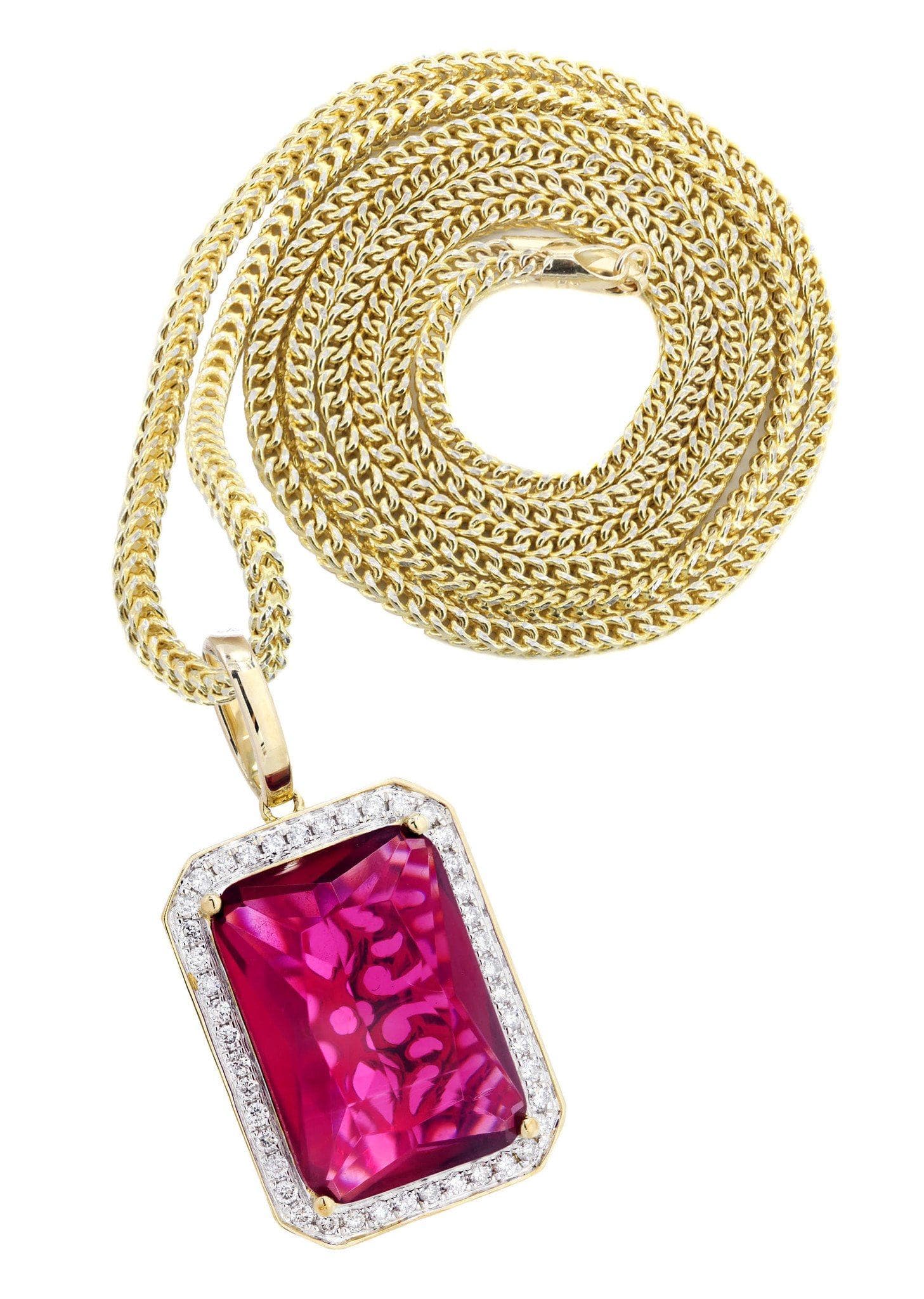 10K Yellow Gold Ruby Diamond Necklace | 1.36 Carats