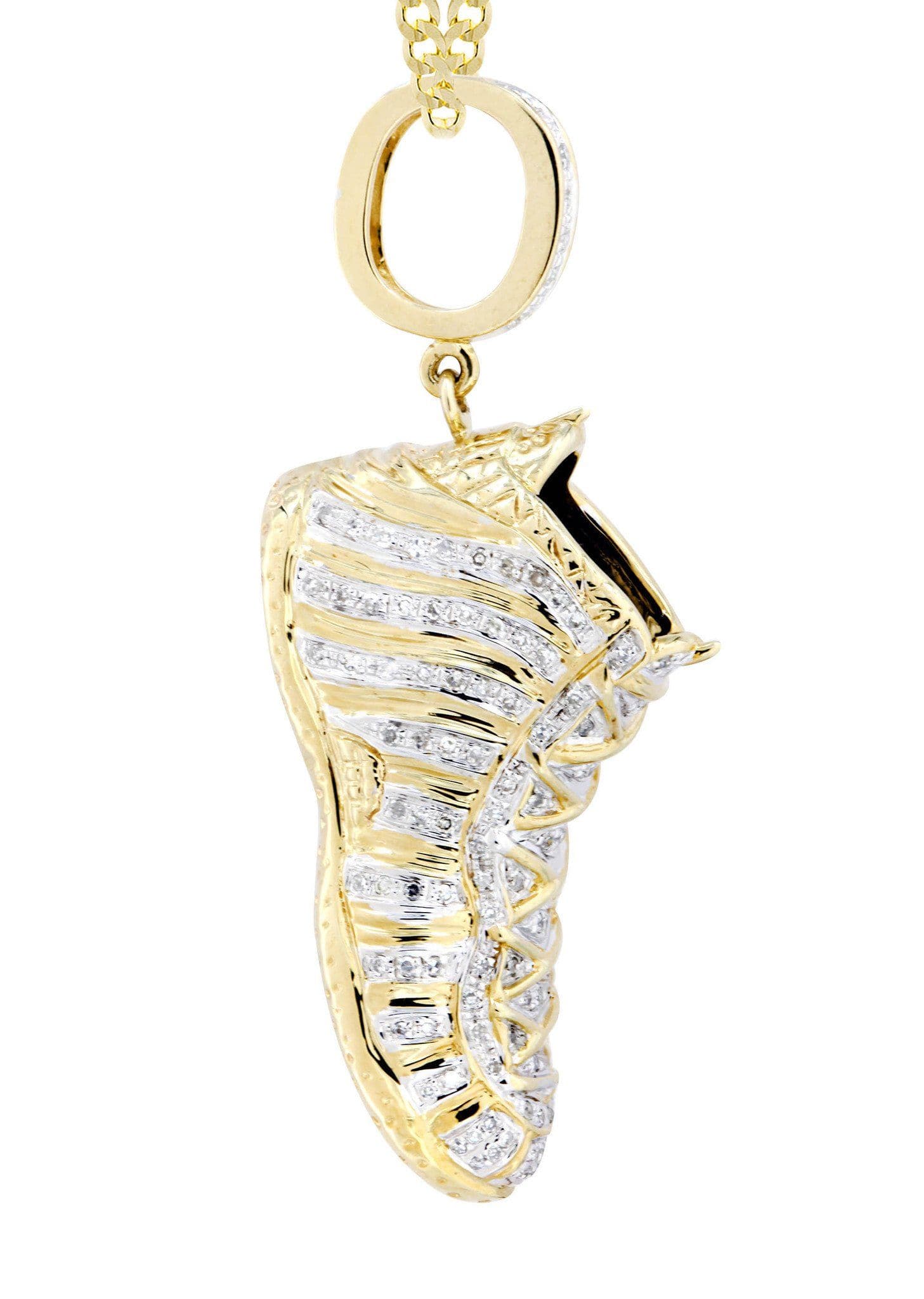 10K Yellow Gold Sneaker Diamond Necklace  | 0.68 Carats - Image 3