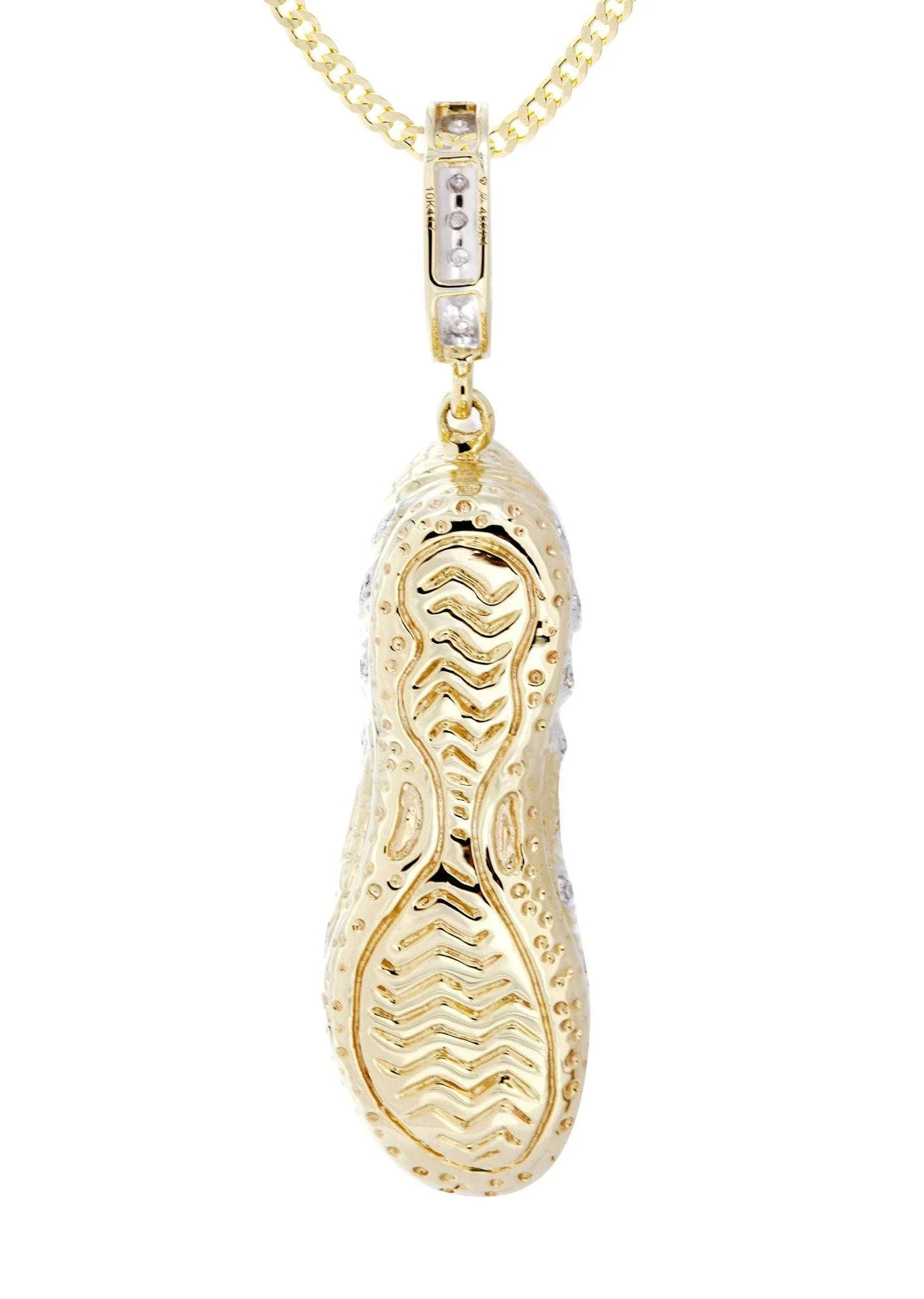 10K Yellow Gold Sneaker Diamond Necklace  | 0.68 Carats - Image 4