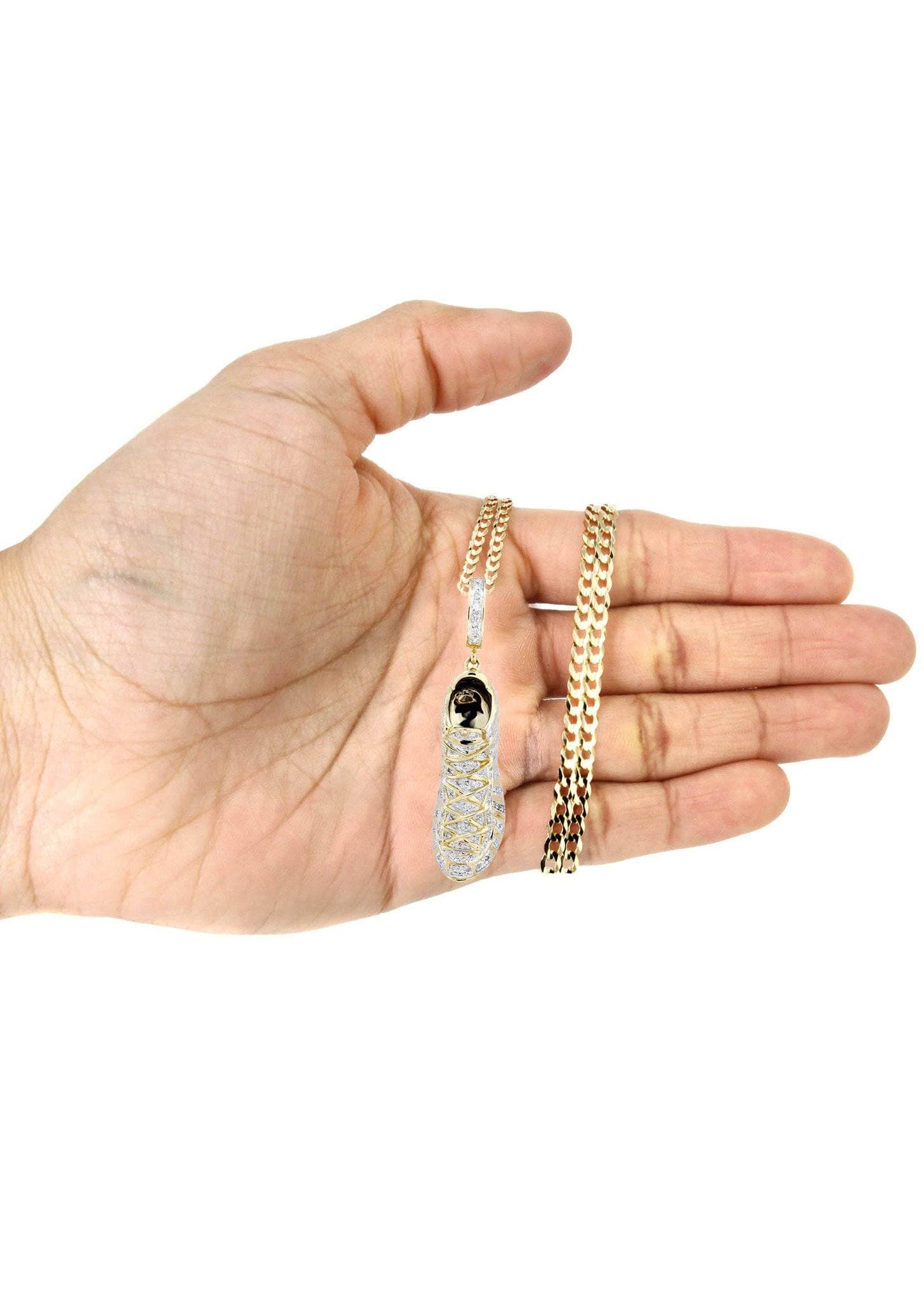 10K Yellow Gold Sneaker Diamond Necklace  | 0.68 Carats - Image 5
