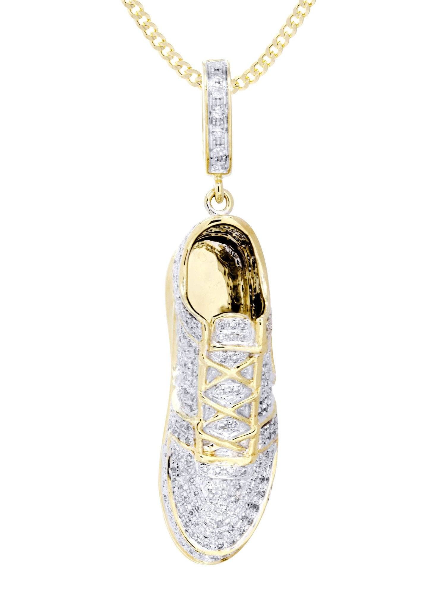 10K Yellow Gold Sneaker Diamond Necklace  | 1.02 Carats - Image 2