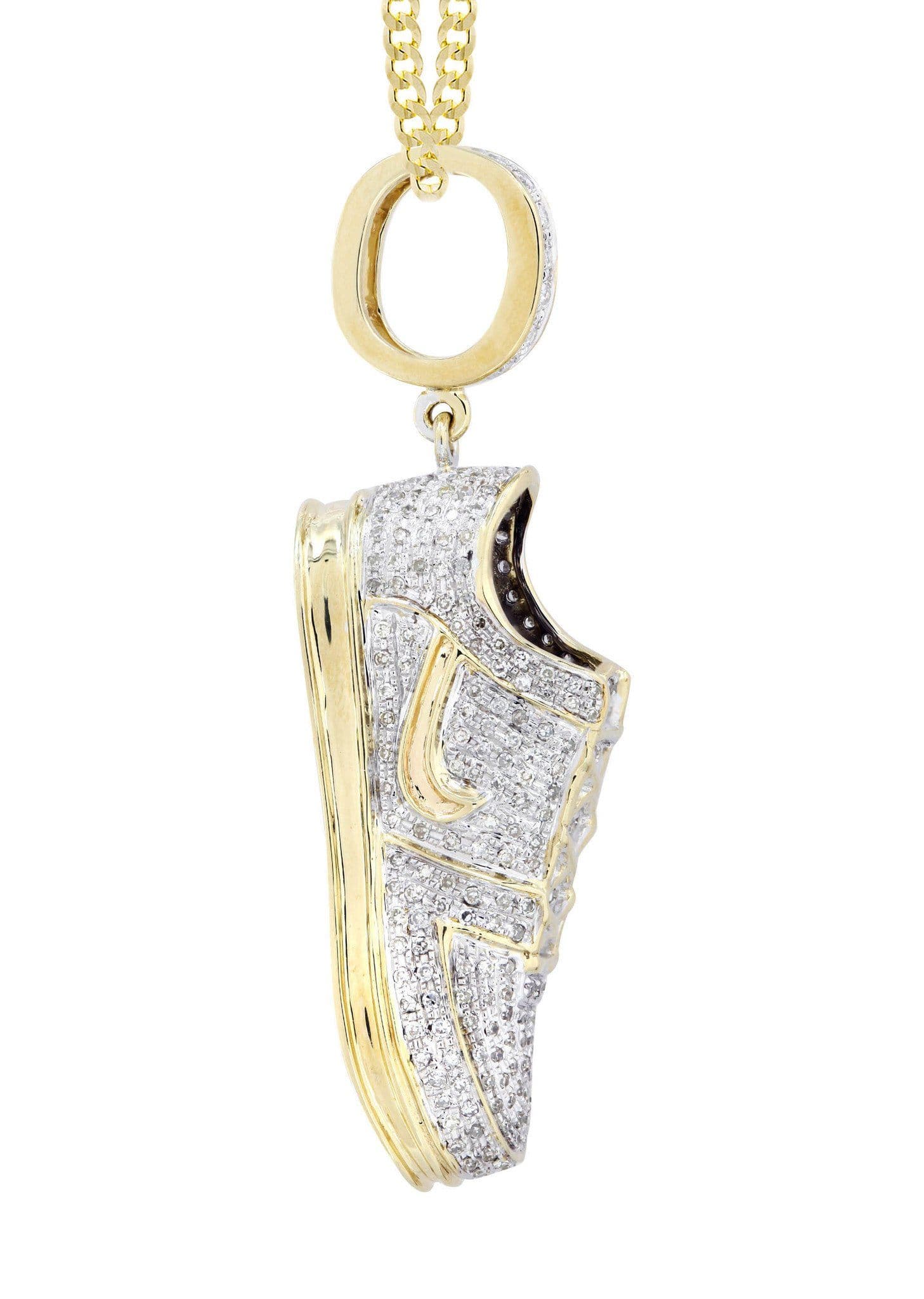 10K Yellow Gold Sneaker Diamond Necklace  | 1.02 Carats - Image 3