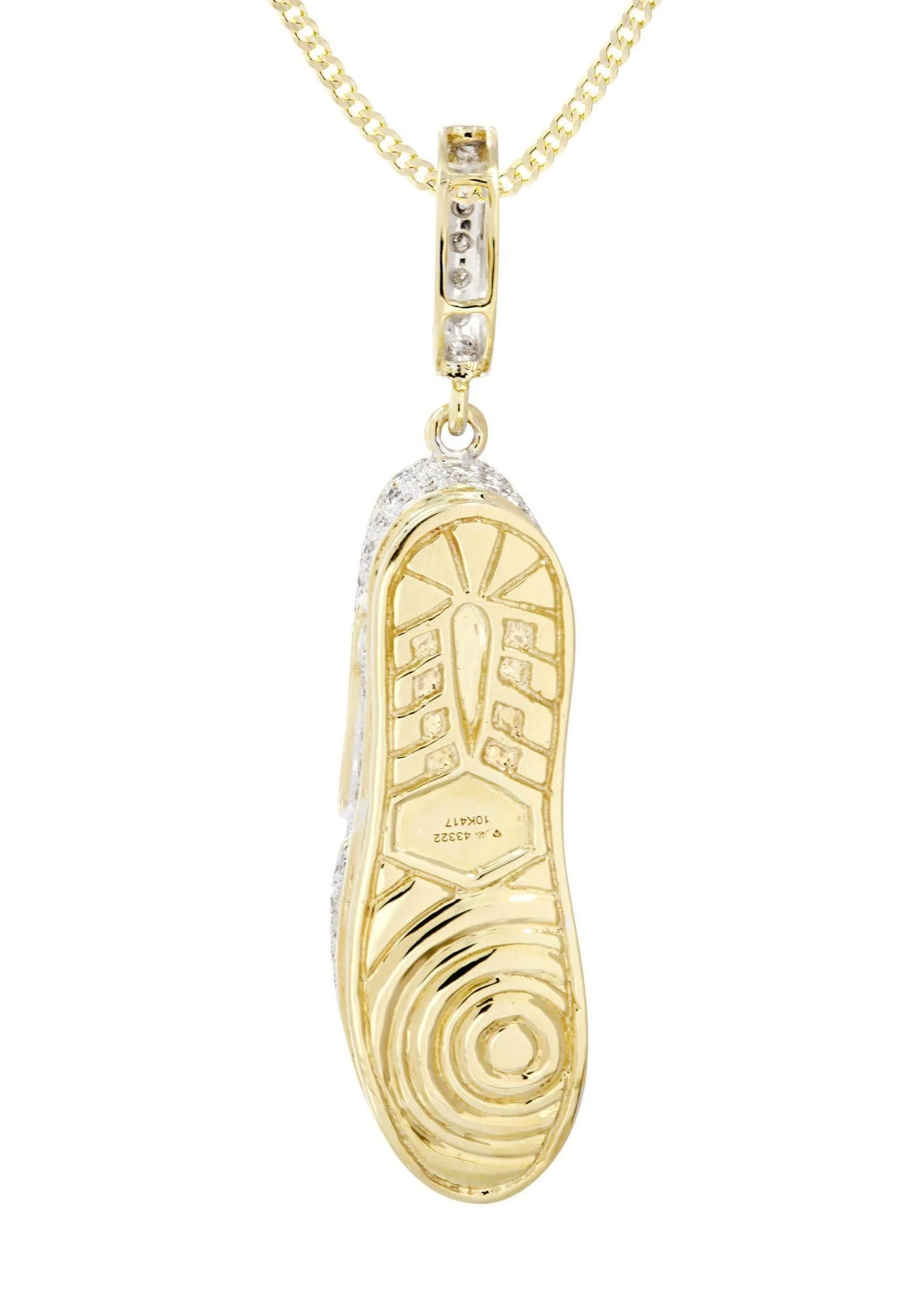 10K Yellow Gold Sneaker Diamond Necklace  | 1.02 Carats - Image 4