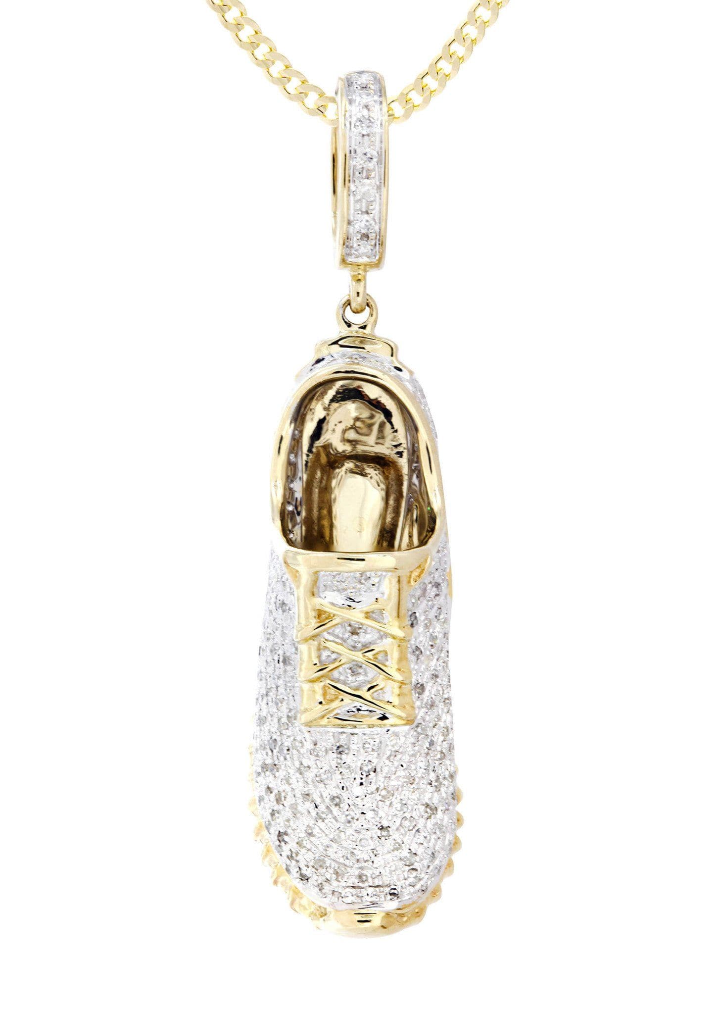 10K Yellow Gold Sneaker Diamond Necklace  | 1.13 Carats - Image 2