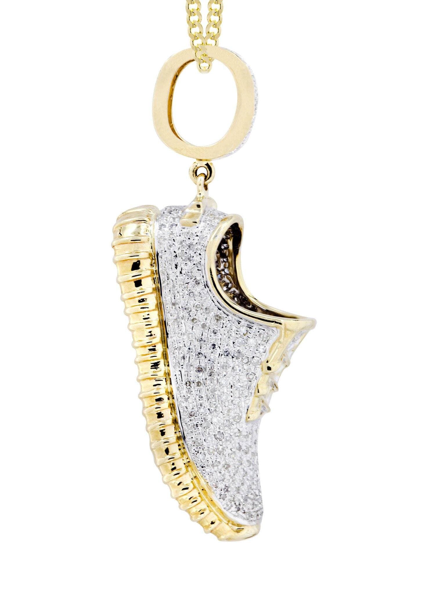 10K Yellow Gold Sneaker Diamond Necklace  | 1.13 Carats - Image 3