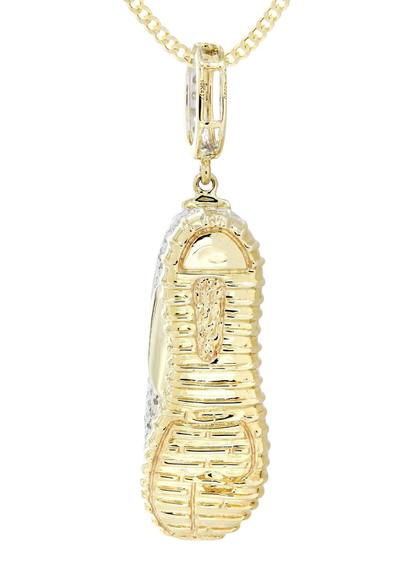 10K Yellow Gold Sneaker Diamond Necklace  | 1.13 Carats - Image 4