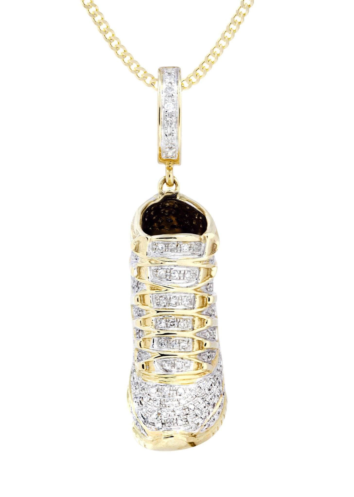 10K Yellow Gold Sneaker Diamond Necklace  | 1.16 Carats - Image 2