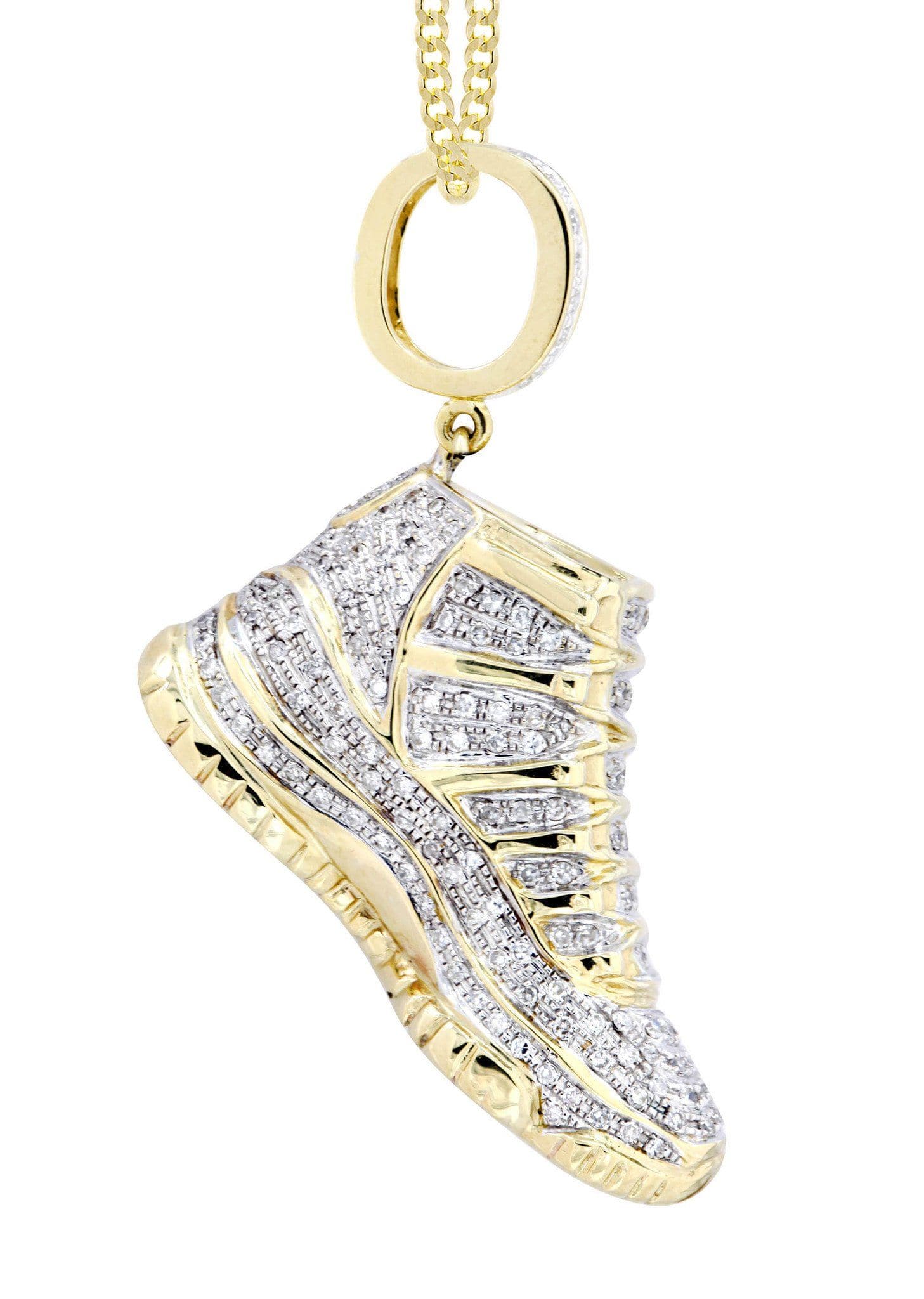 10K Yellow Gold Sneaker Diamond Necklace  | 1.16 Carats - Image 3