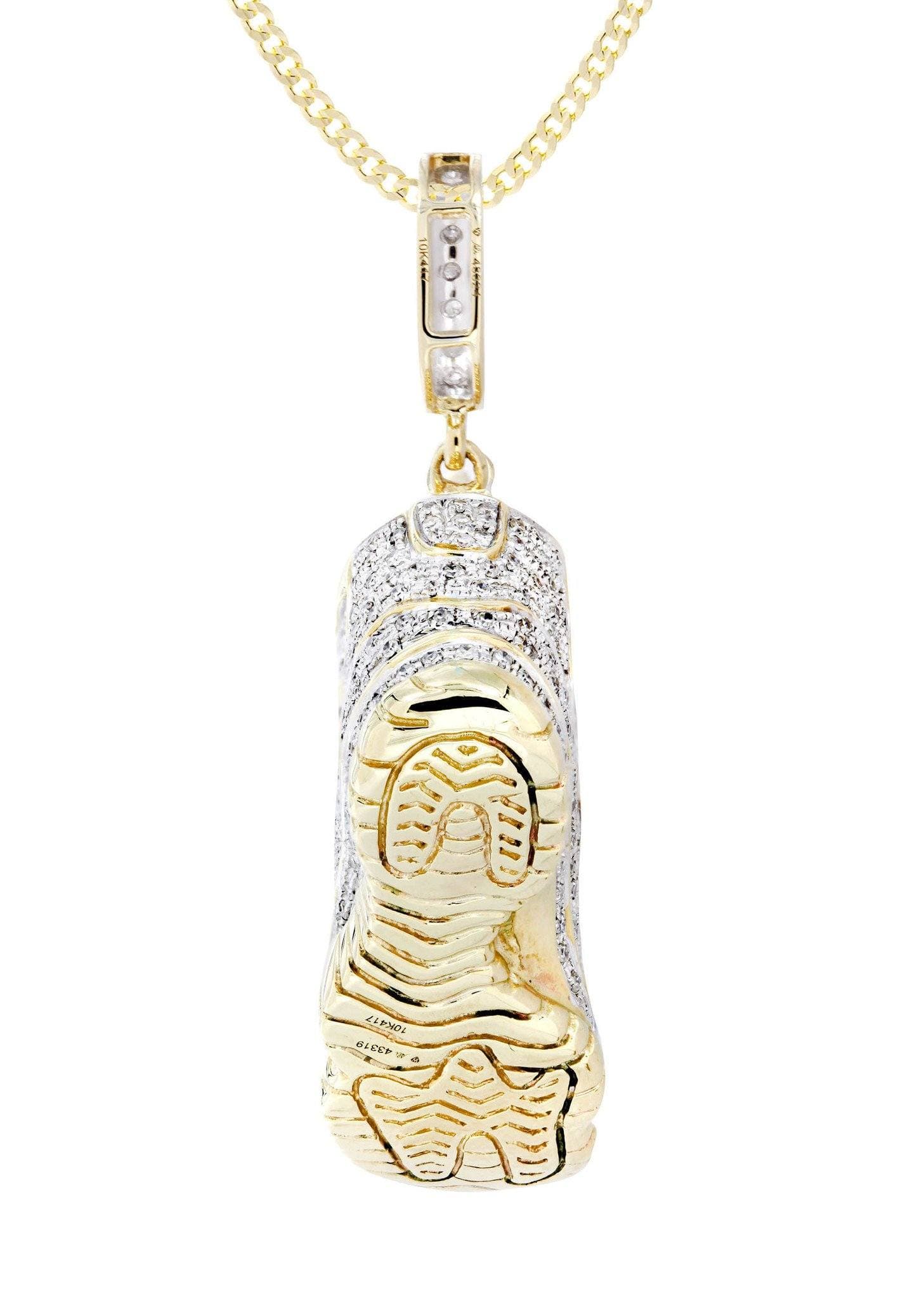 10K Yellow Gold Sneaker Diamond Necklace  | 1.16 Carats - Image 4