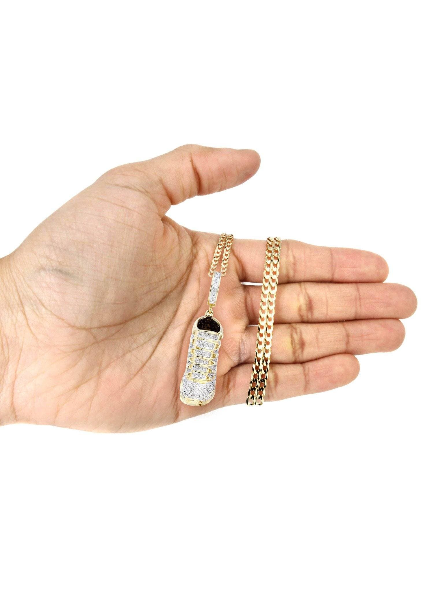 10K Yellow Gold Sneaker Diamond Necklace  | 1.16 Carats - Image 5
