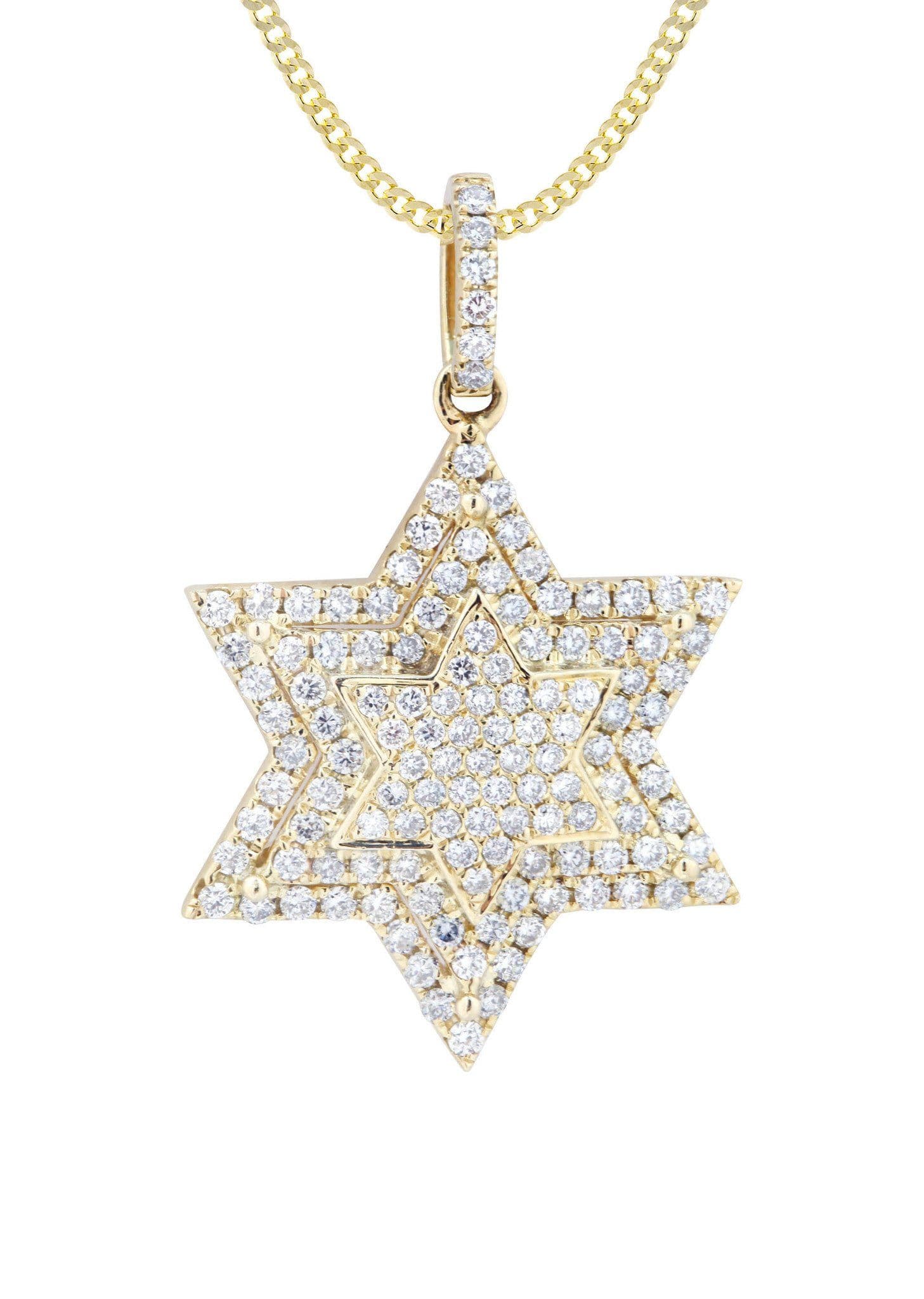 10K Yellow Gold Star Diamond Necklace  | 0.68 Carats - Image 2
