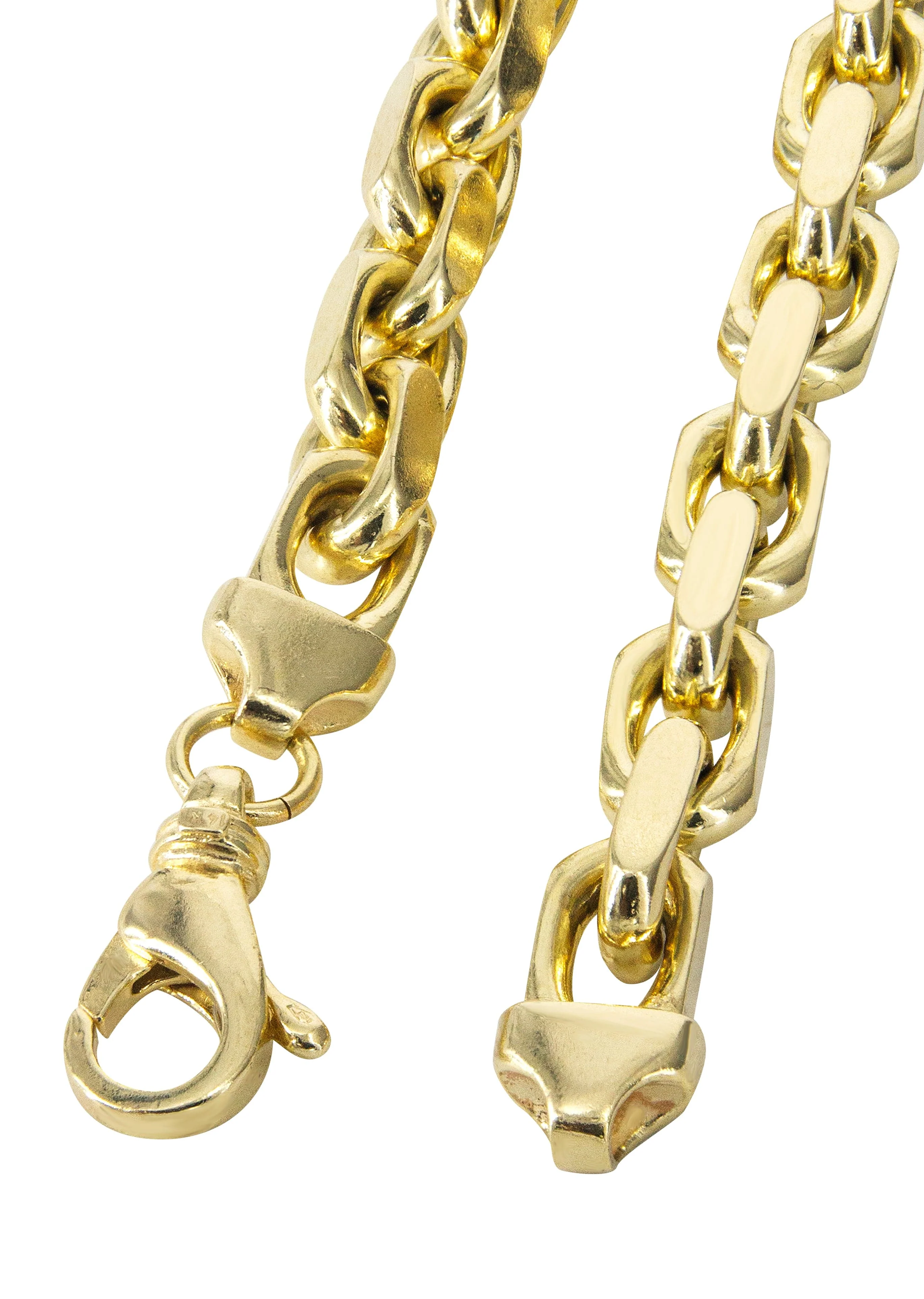 10K Gold Chain - Mens Semi Solid Hermes Link Chain - Image 4