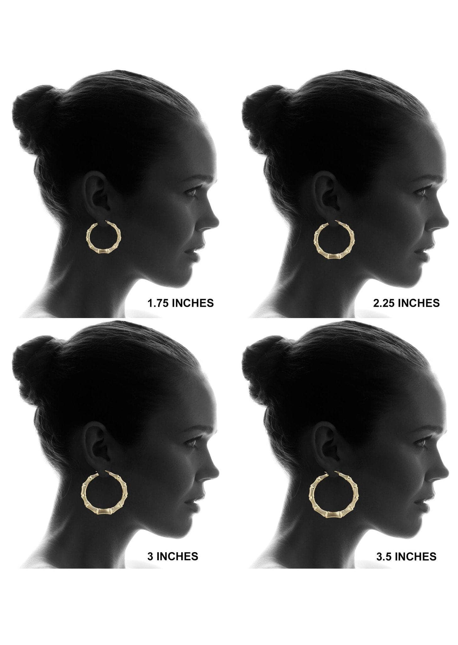 10K Gold Bamboo Hoop Earrings | Customizable Size - Image 5