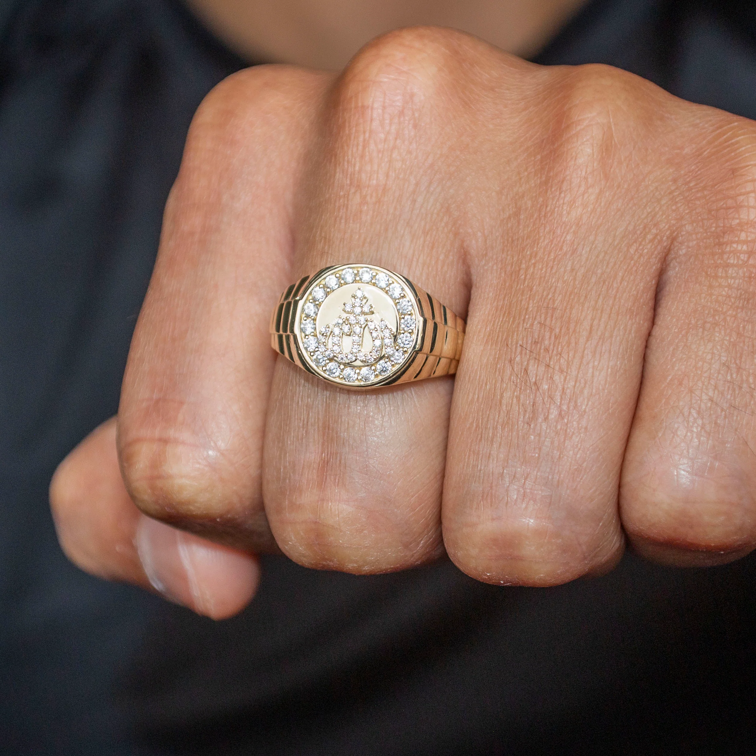 10K Gold Cz Allah Ring For Men | 2.6 Grams - Image 2