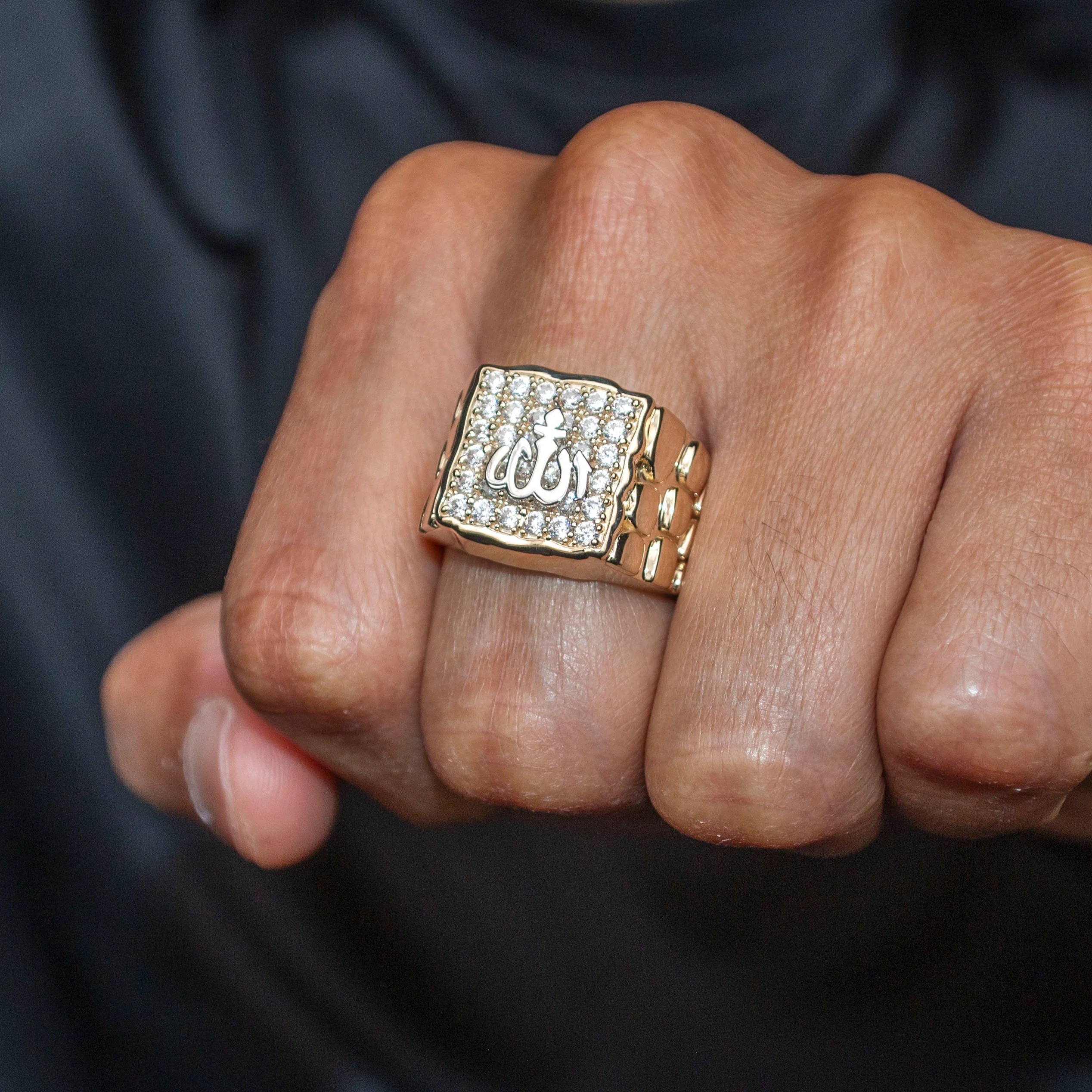 10K Gold Cz Allah Ring For Men | 5 Grams - Image 2