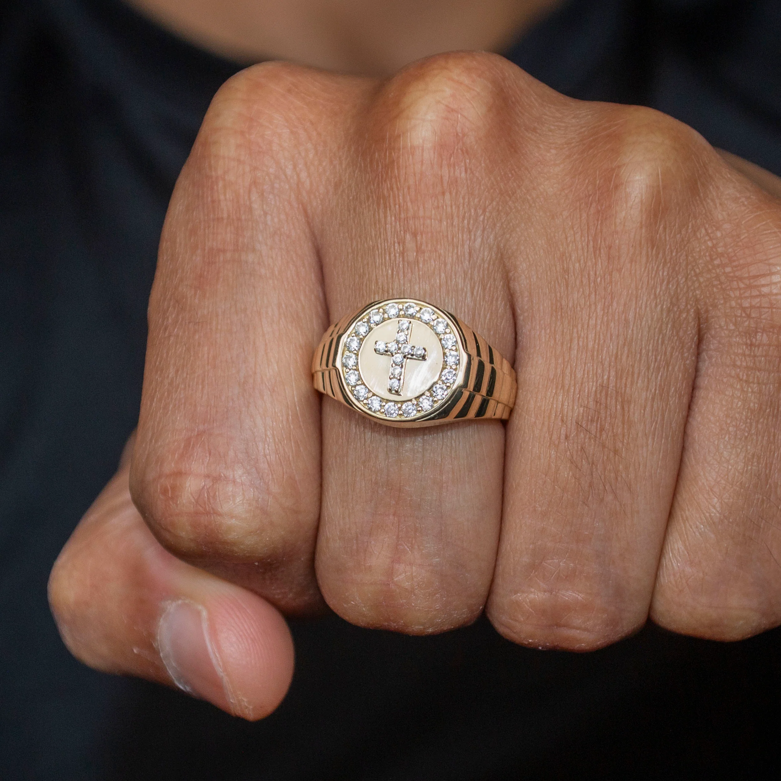 10K Gold Cz Cross Ring For Men | 2.6 Grams - Image 2