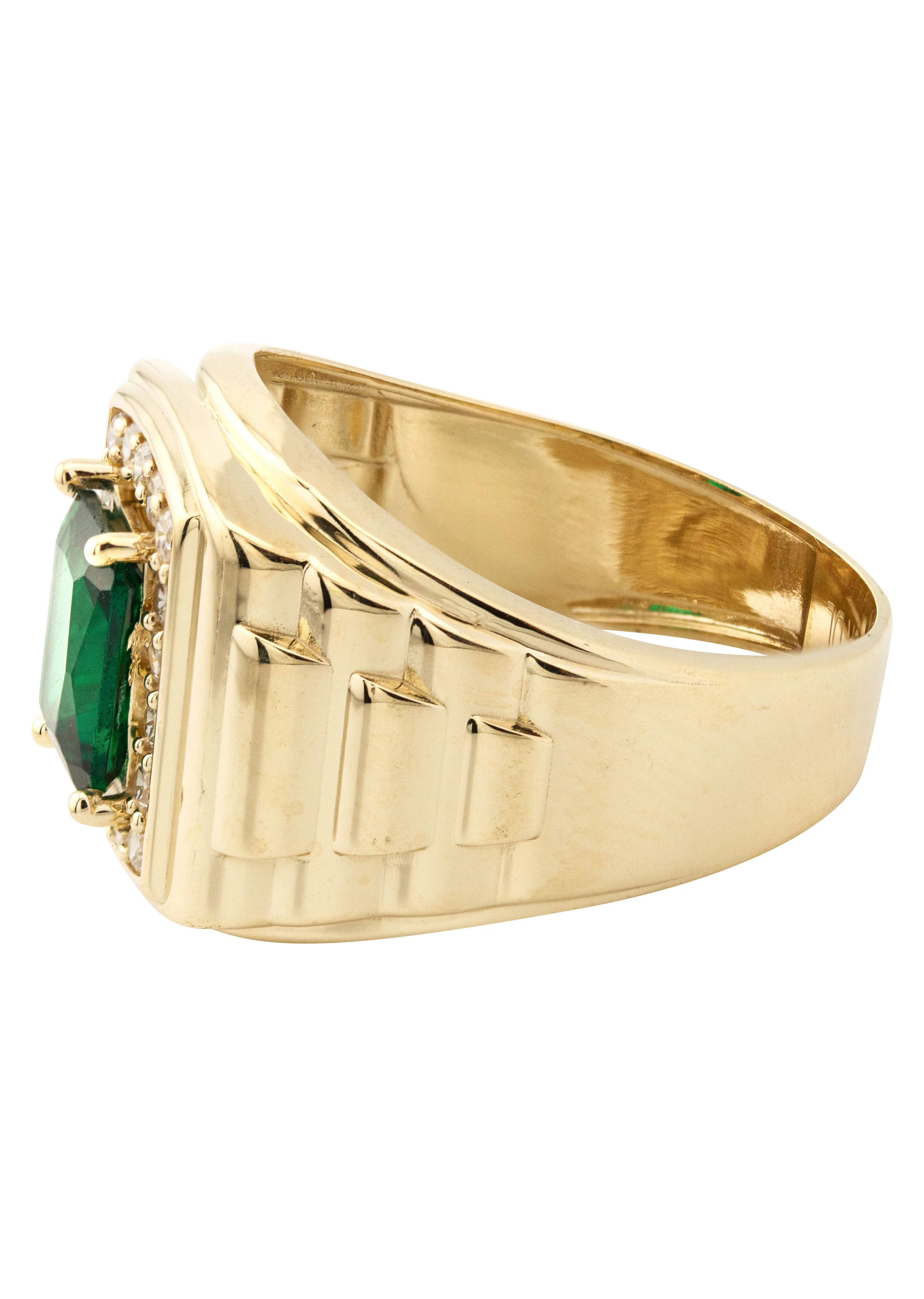10K Gold Cz Emerald Ring For Men | 4 Grams - Image 3