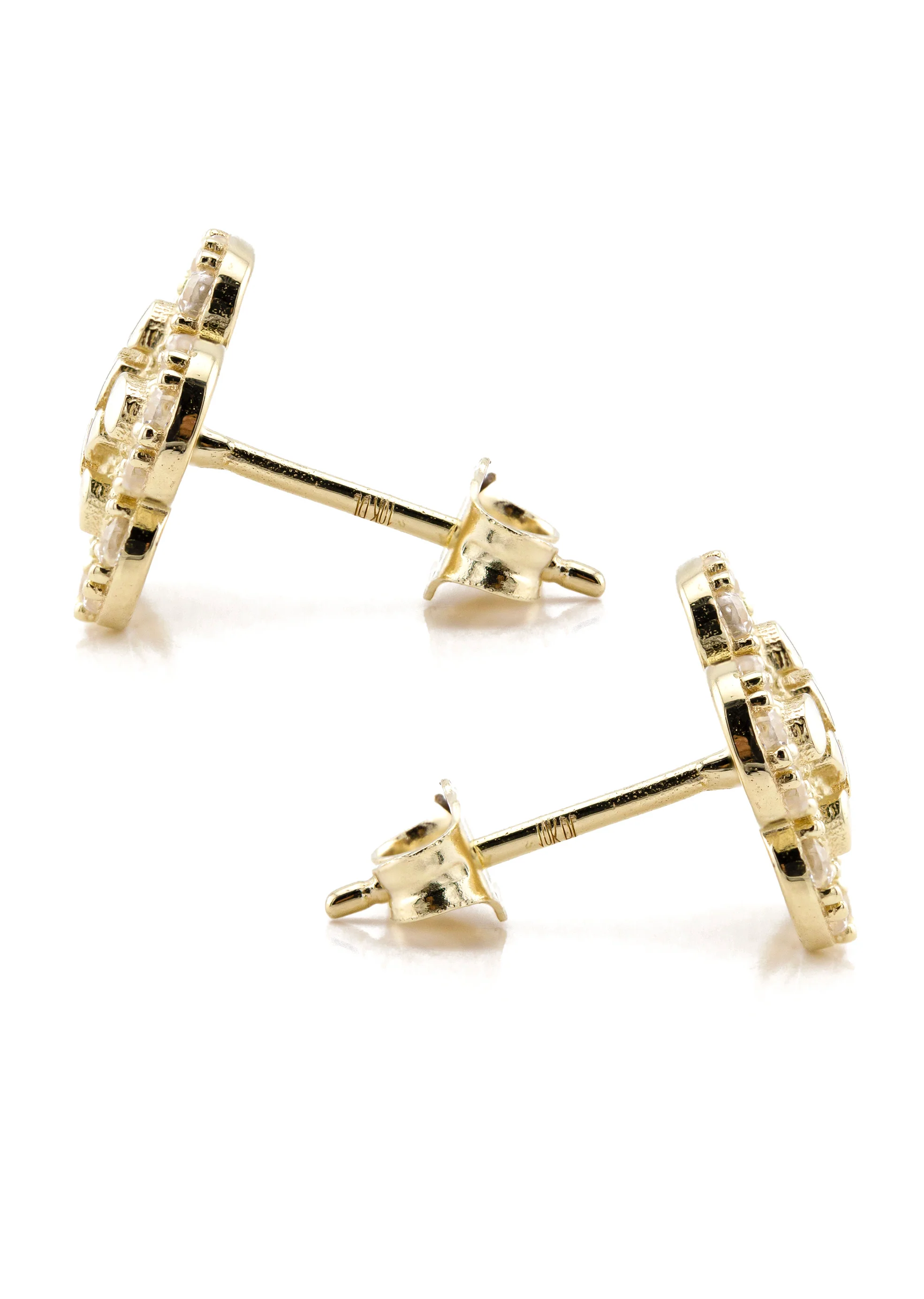10K Gold Flower Nugget Earrings | Appx 0.5 Inches Wide | Style #89 - Image 2