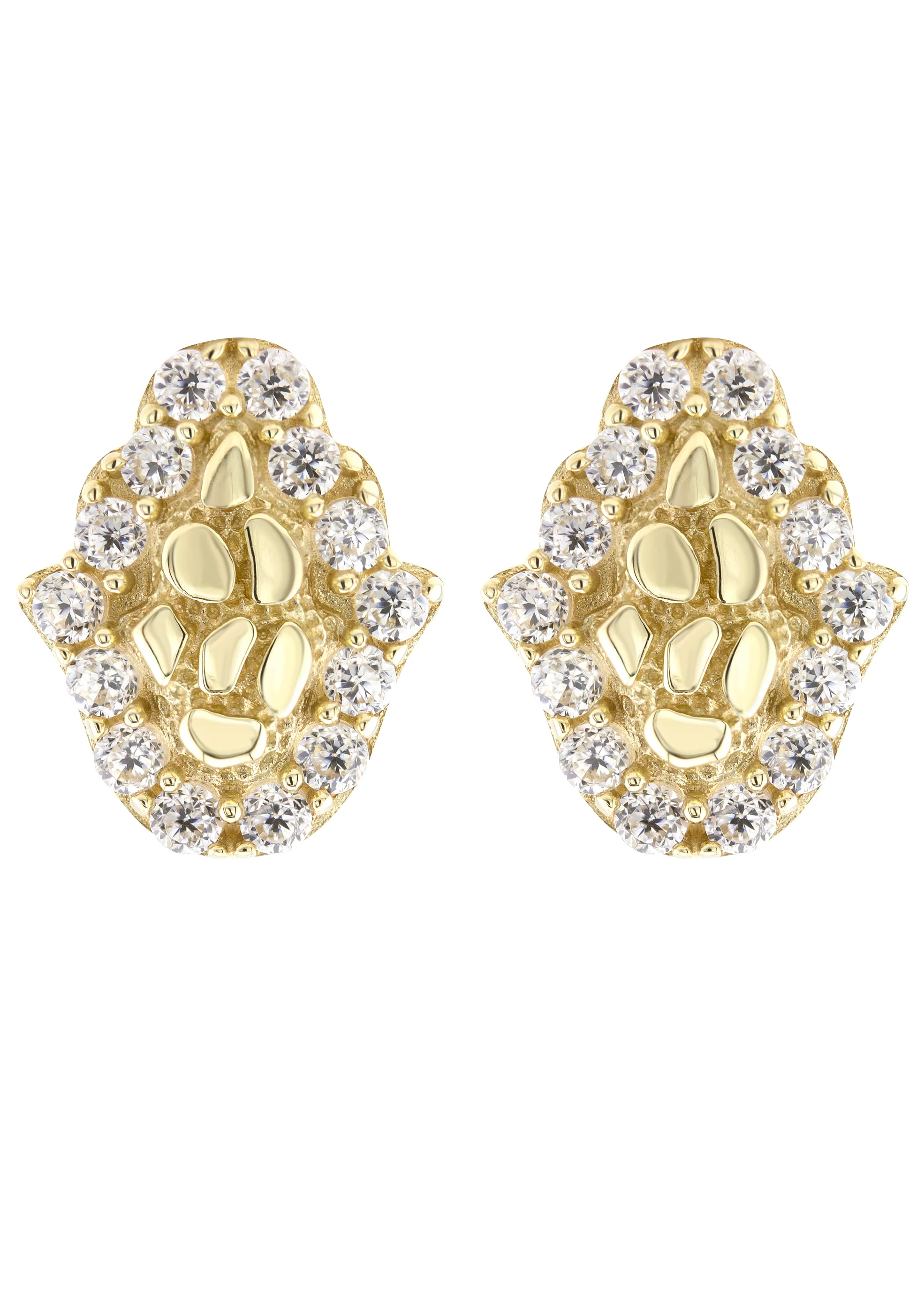 10K Gold Hamsa Nugget Earrings | Appx 0.3 Inches Wide | Style #113