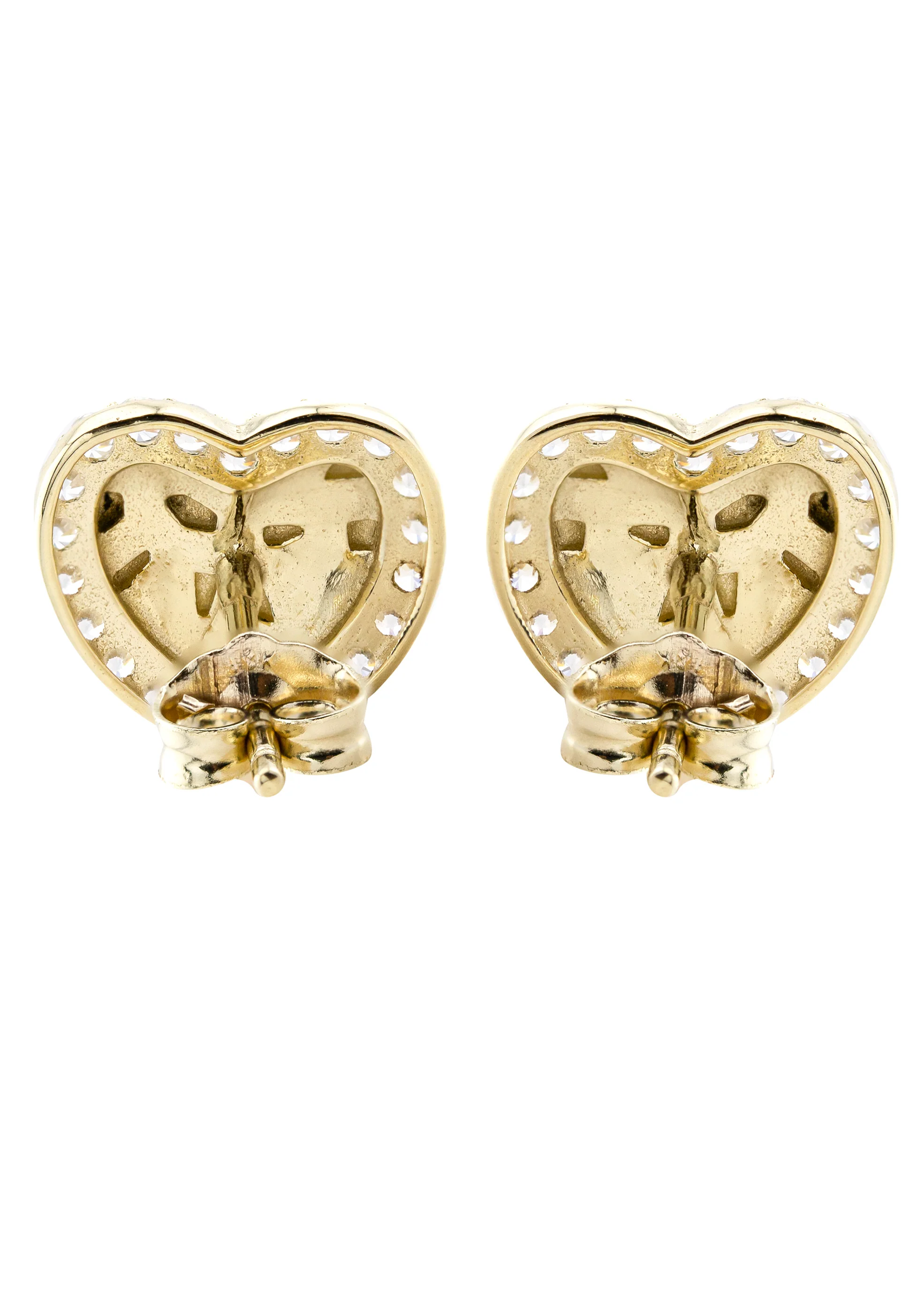 10K Gold Heart Nugget Earrings | Appx 0.4 Inches Wide | Style #73 - Image 3
