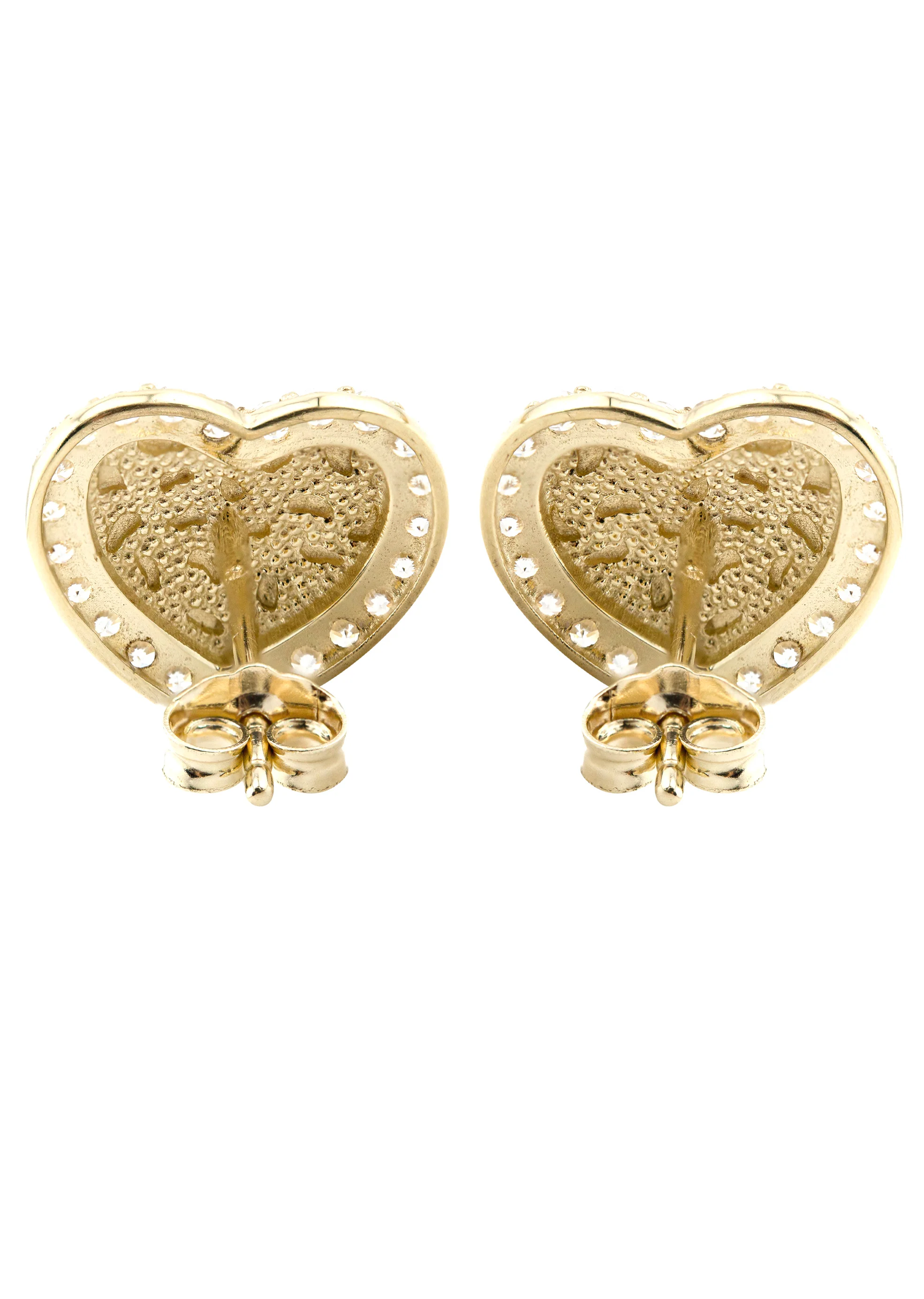 10K Gold Heart Nugget Earrings | Appx 0.5 Inches Wide | Style #69 - Image 3